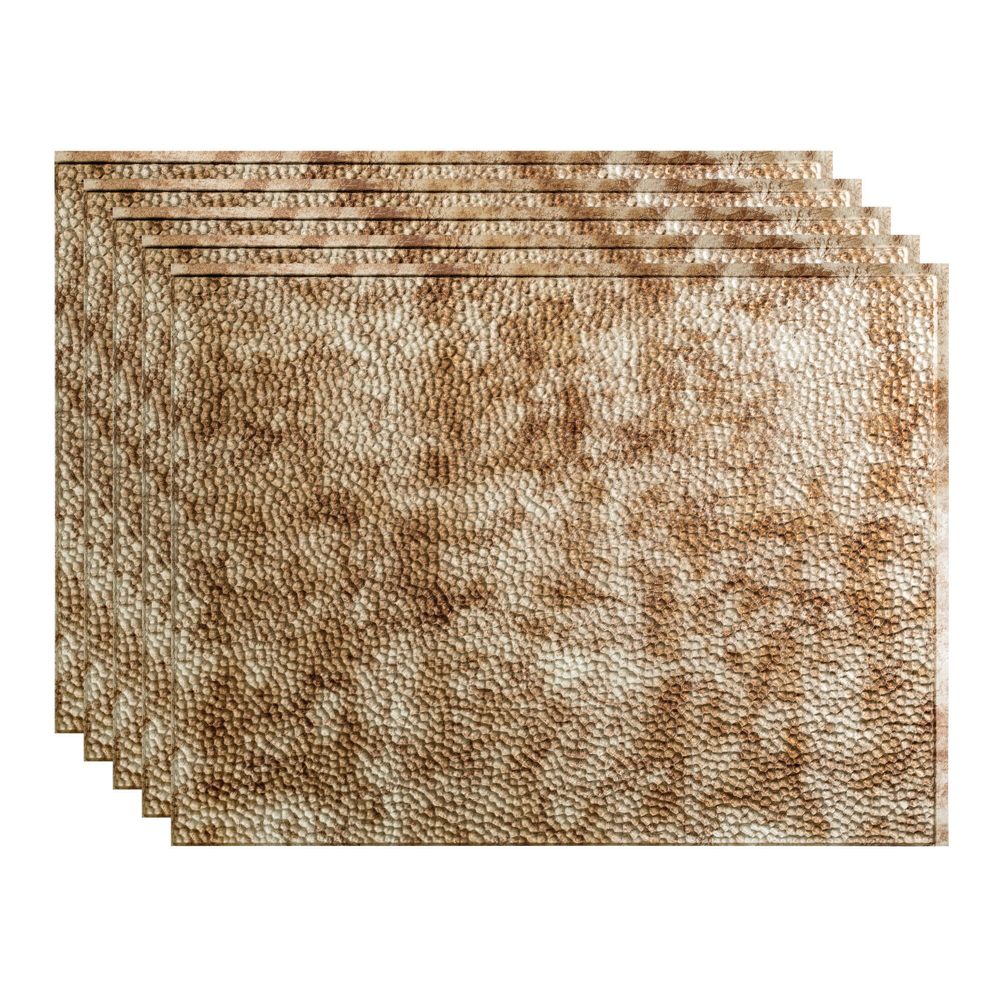 Fasade PB5517 Hammered 18.25-in x 24.25-in Vinyl Bermuda Bronze Backsplash Panels 5.0 -Pack