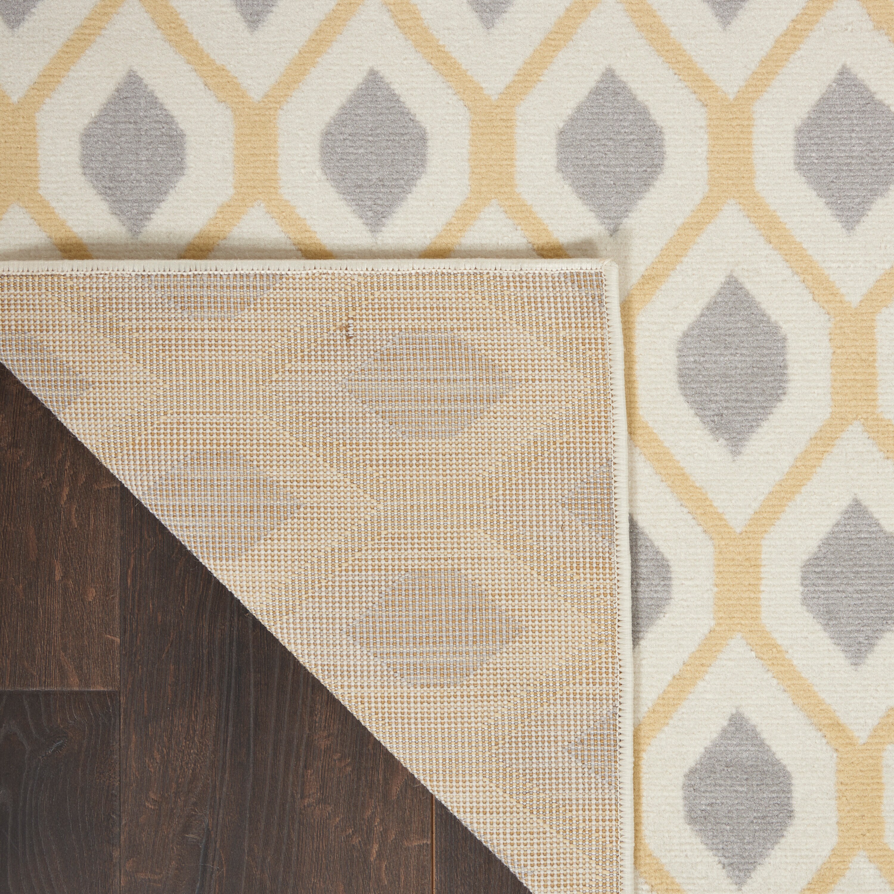 White and Gray Hexagon Pattern Synthetic Area Rug, 8' x 10'