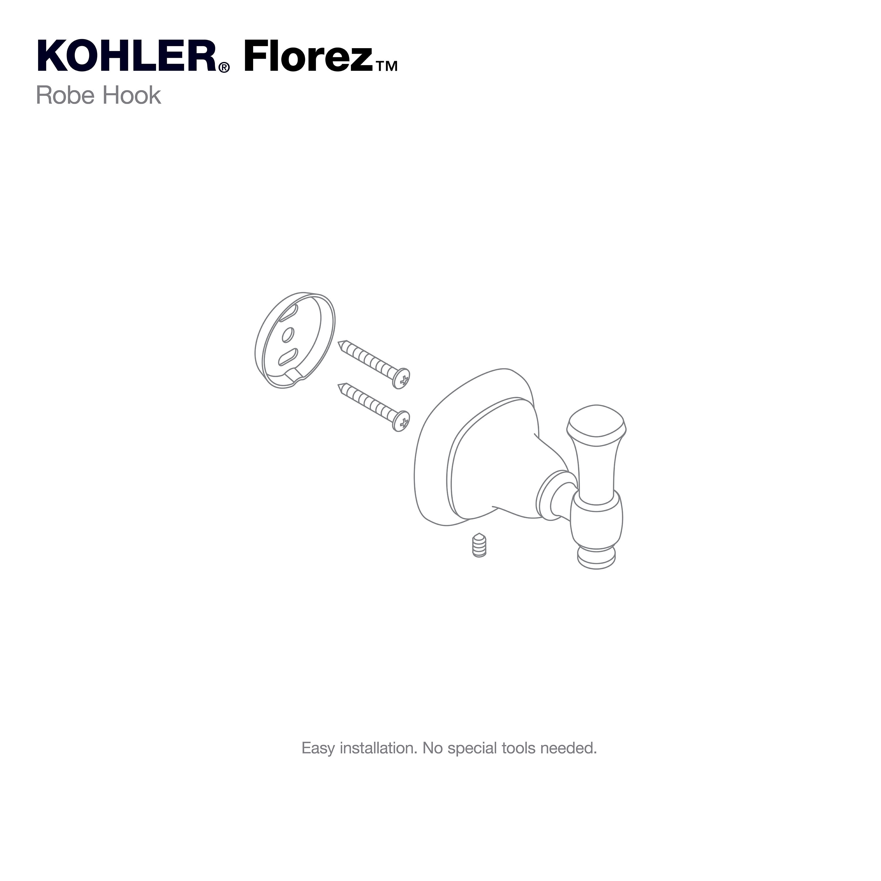 Kohler K-27411 Riff Double Robe Hook - Vibrant Polished Nickel