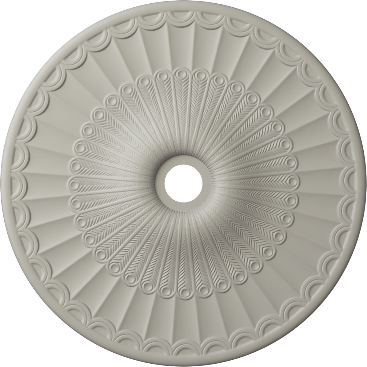 Ekena Millwork CM36GLPCF Galveston 36.625-in W x 36.625-in L Painted Pot Of Cream Polyurethane Whole Ceiling Medallion