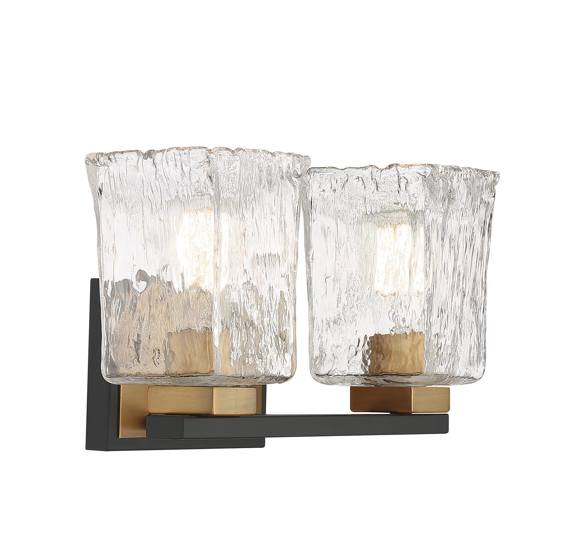 Matte Black and Brass 2-Light Bathroom Vanity Fixture