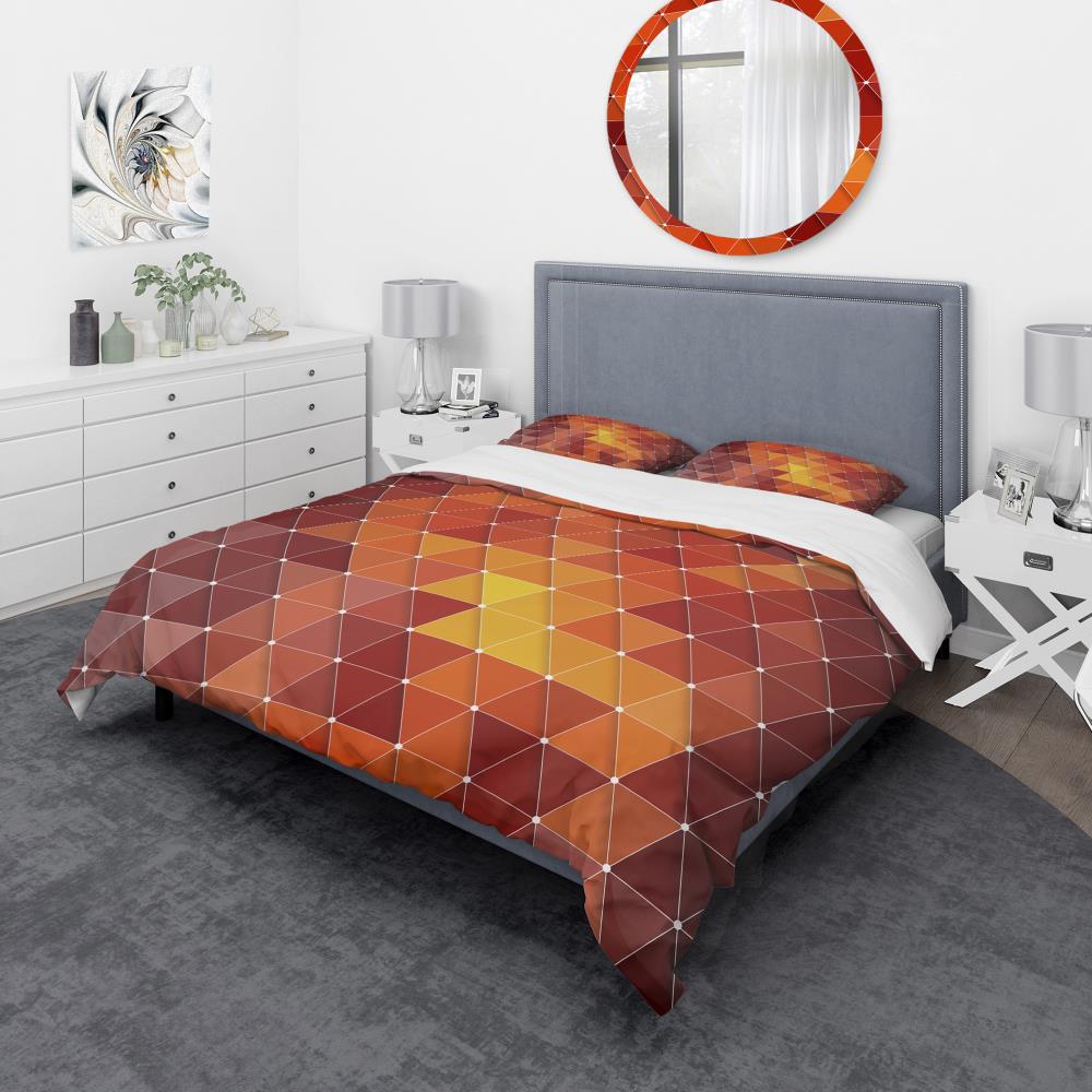 Designart BED19107-T 3-Piece Red Twin Duvet Cover Set