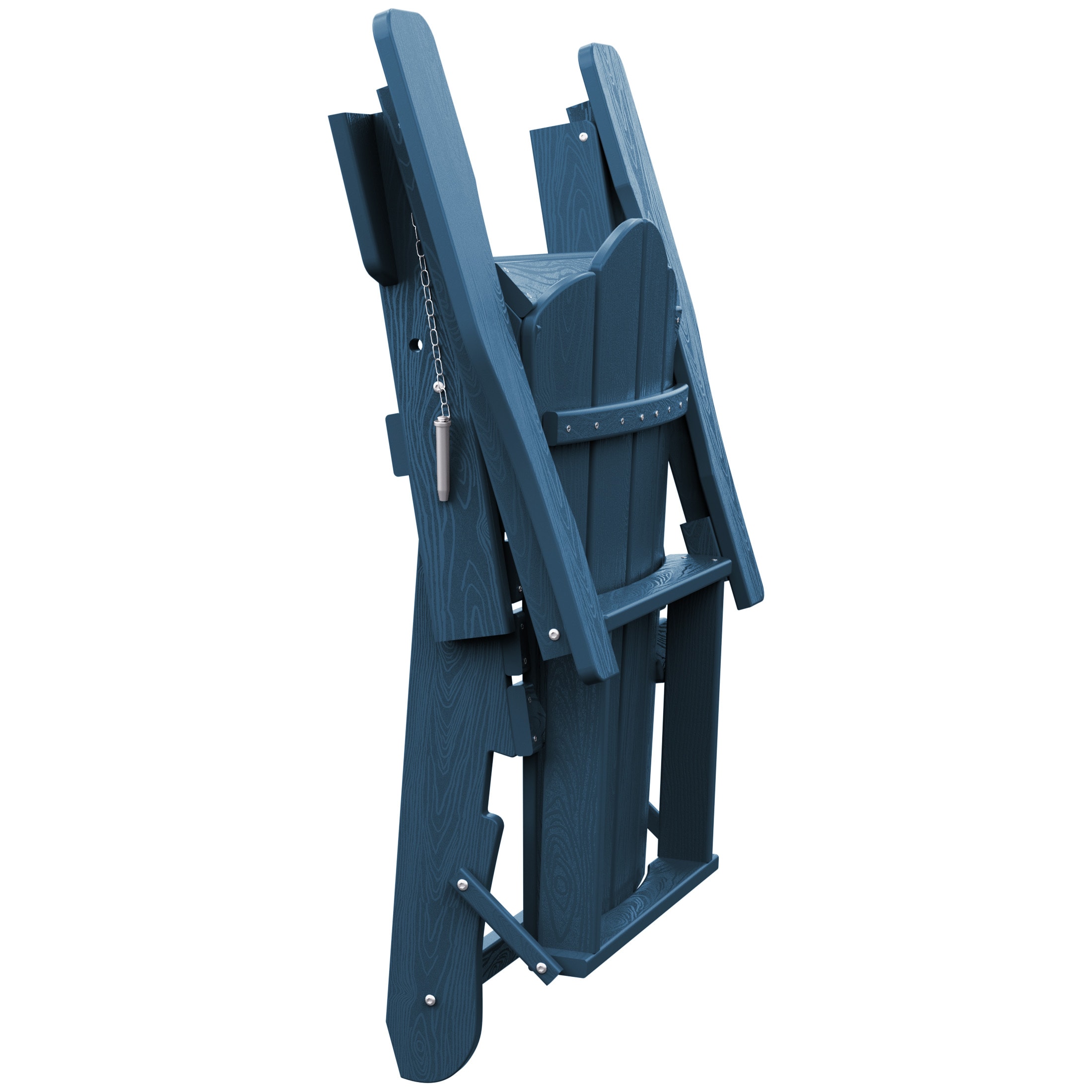 JEAREY YDQWY-ZD-NY Folding Patio Adirondack Chair Stackable Navy HDPE Frame Stationary Adirondack Chair with Blue Slat Seat