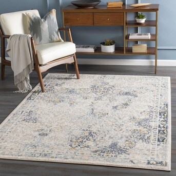 Surya 8 x 10 Teal Indoor Distressed/Overdyed Vintage Area Rug in the ...