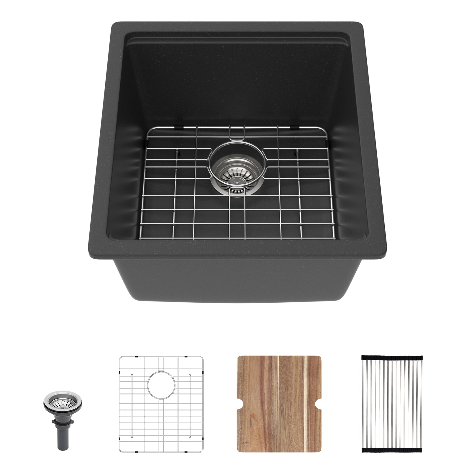 Lordear Undermount 17-in x 19-in Quartz Single bowl Workstation Kitchen Sink #LD-SYS17UBS