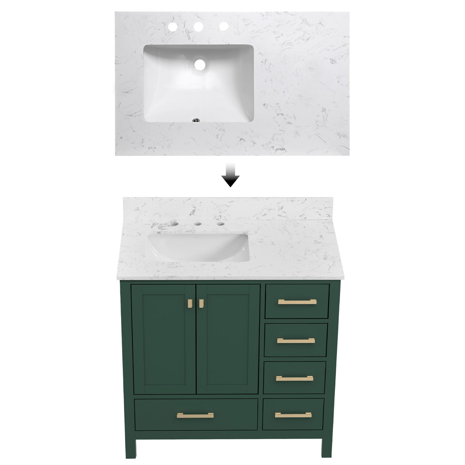 WELLFOR ABH-TGR36 Bath-Vanity-Combo - View #4