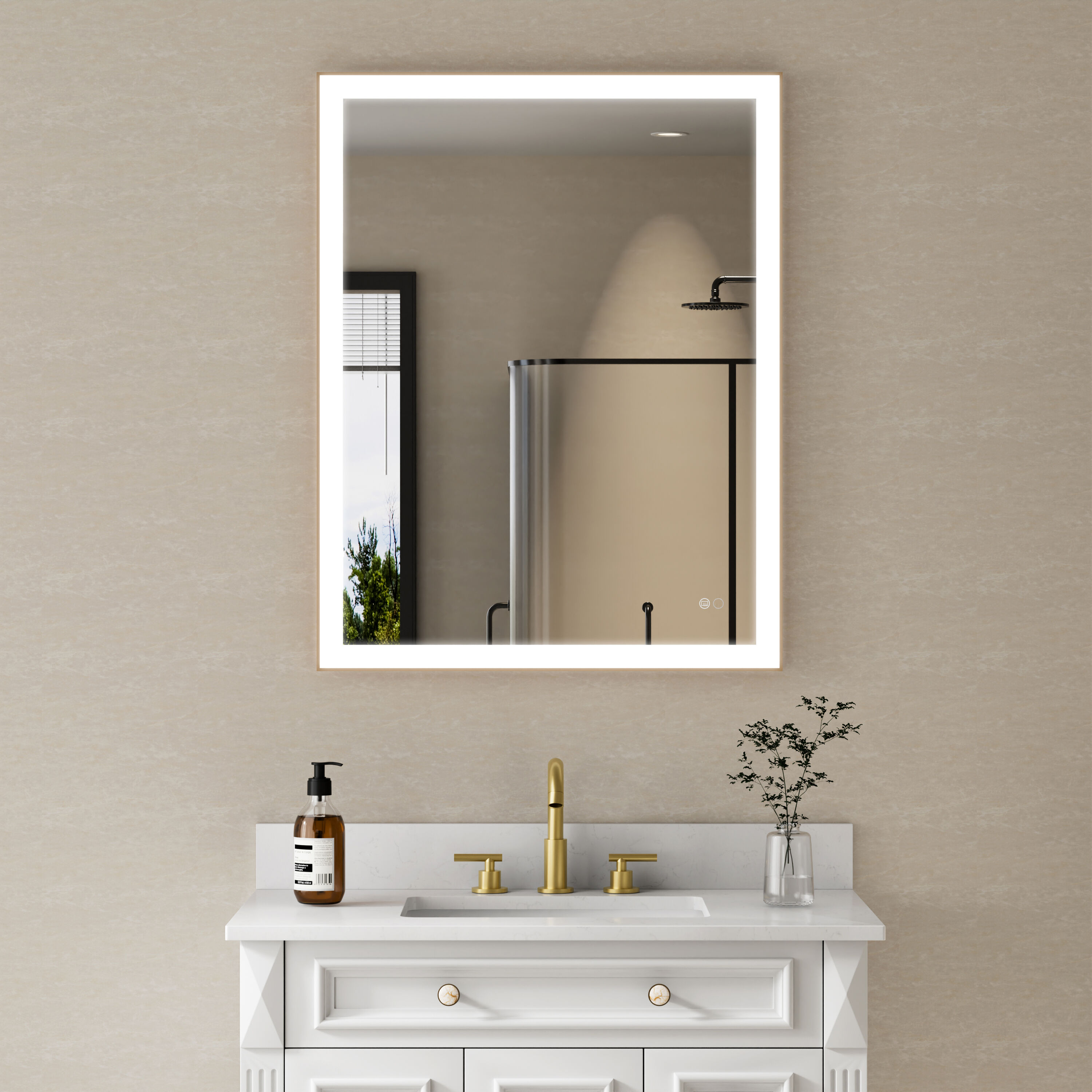 WELLFOR W5FM2836GD Framed-Bath-Mirrors - View #4