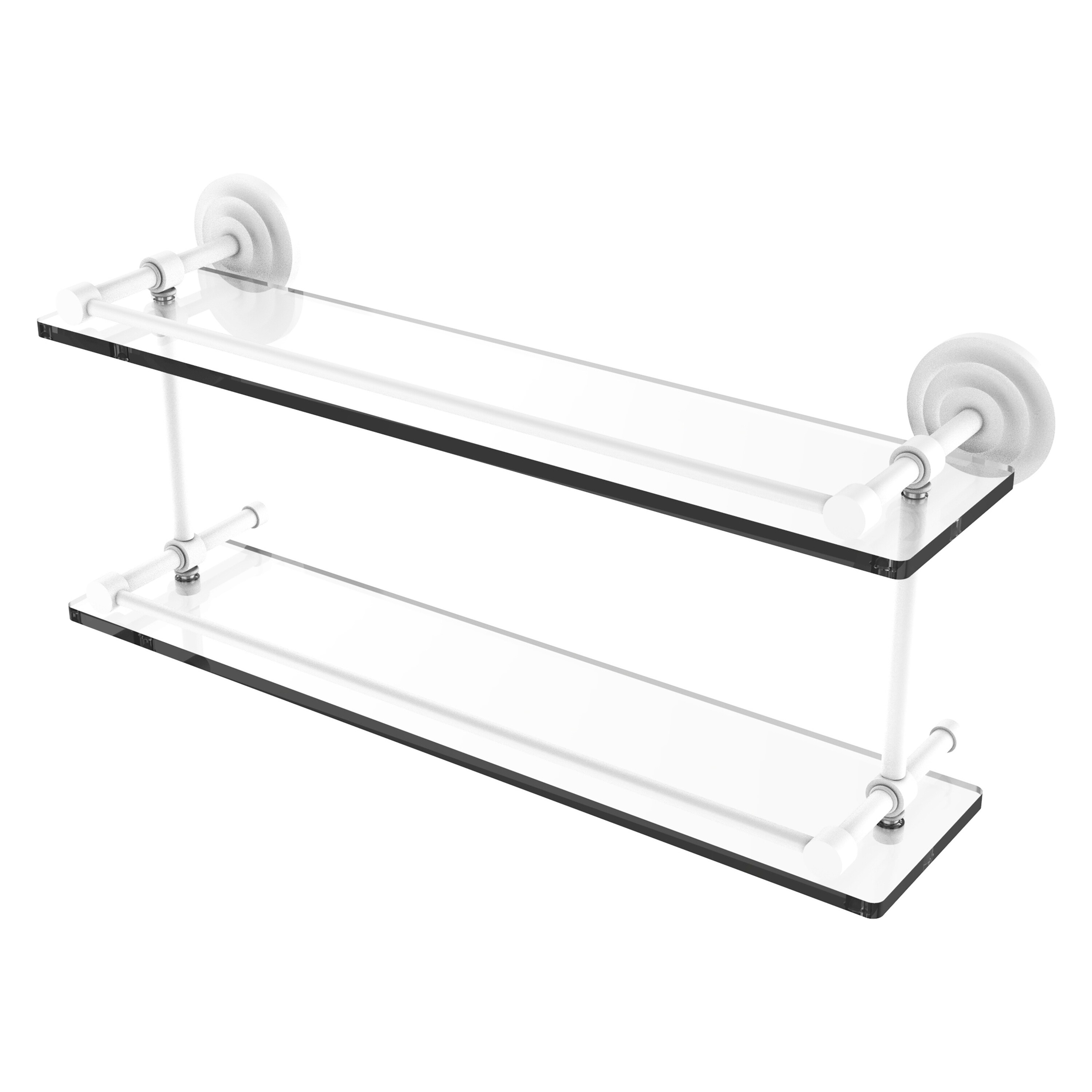 Allied Brass QN-2/22-GAL-WHM Que New Matte White 2 -Tier Wall mount Bathroom Shelf ( 22-in x 8-in x 5-in )