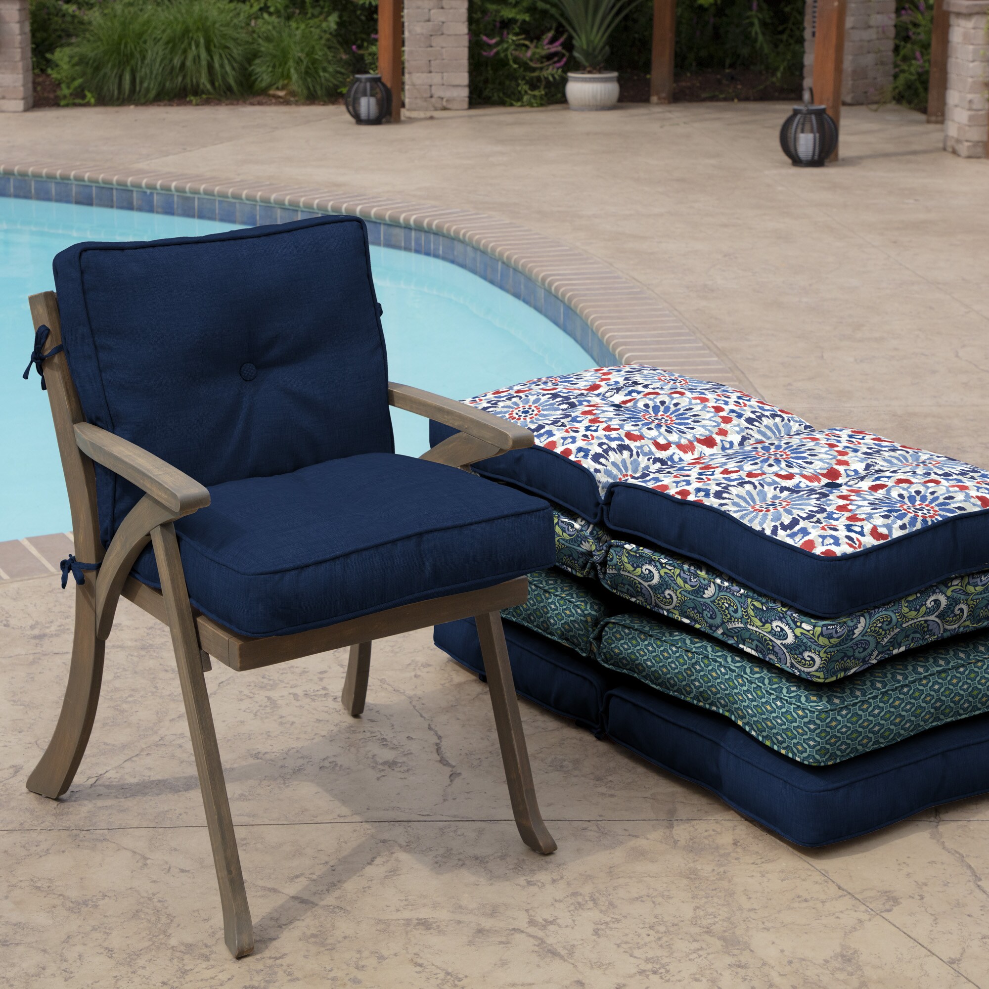 19 X 24 X 8 Profoam Outdoor Plush Deep Seat Back Cushion Leala Sapphire  Blue - Arden Selections : Target