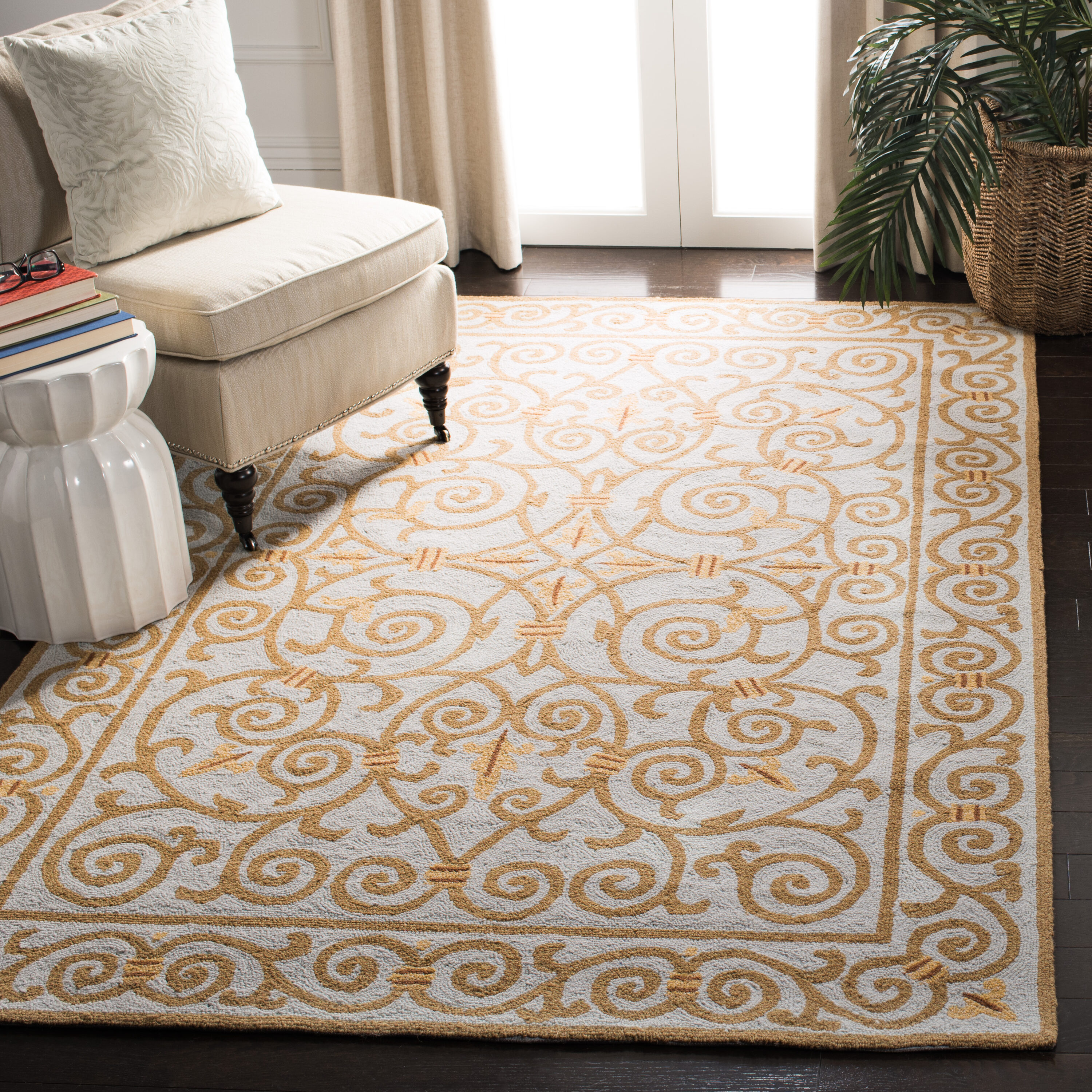 Safavieh HK11L-24 Chelsea Iron Gate 3 x 4 (ft) Tufted Wool Light Blue Rectangular Indoor Abstract Farmhouse/Cottage Throw rug