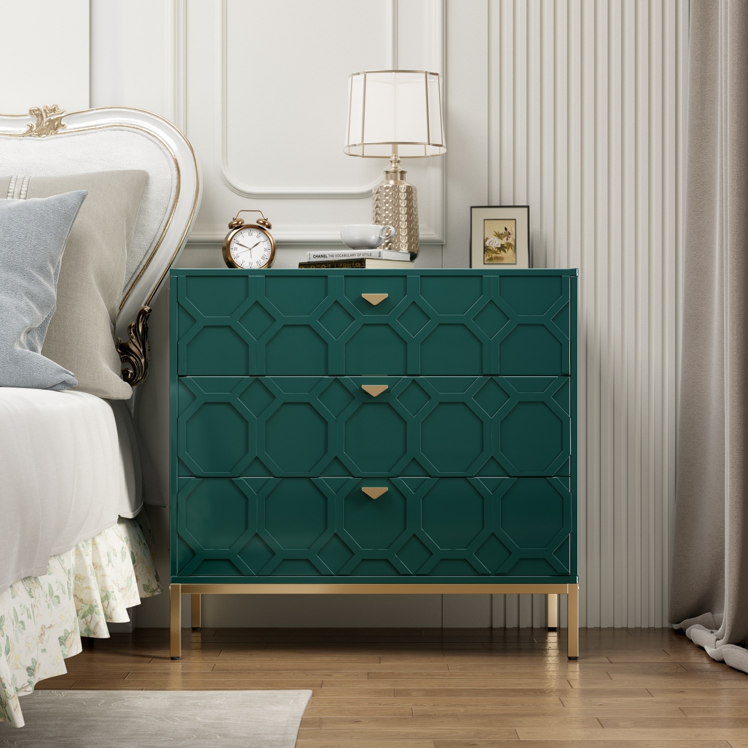 Mondawe MO-JH-009014-GR 31.5-in W 2-Door Green Accent Cabinet