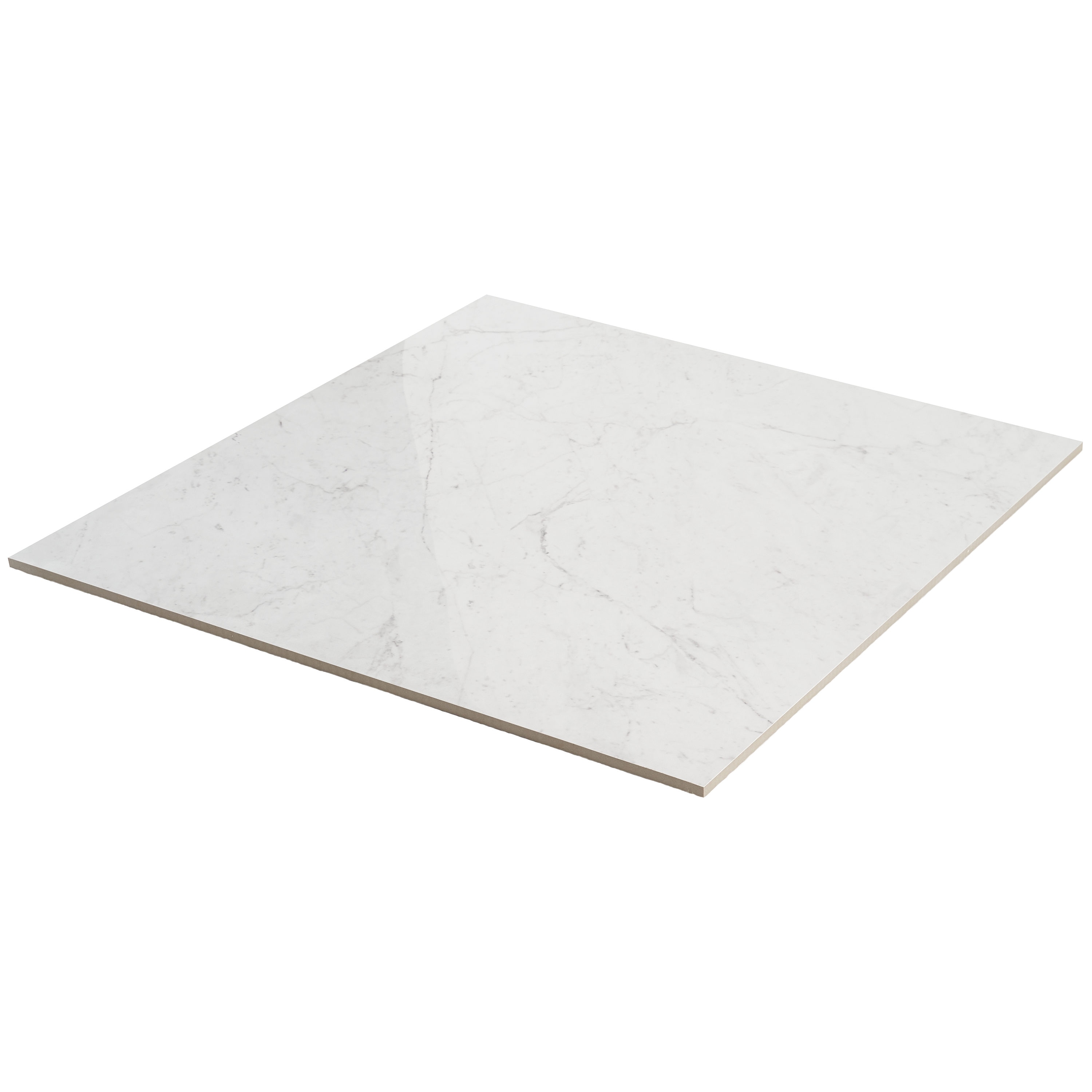 Saroshi 24" x 24" Polished White Marble Look Porcelain Tile