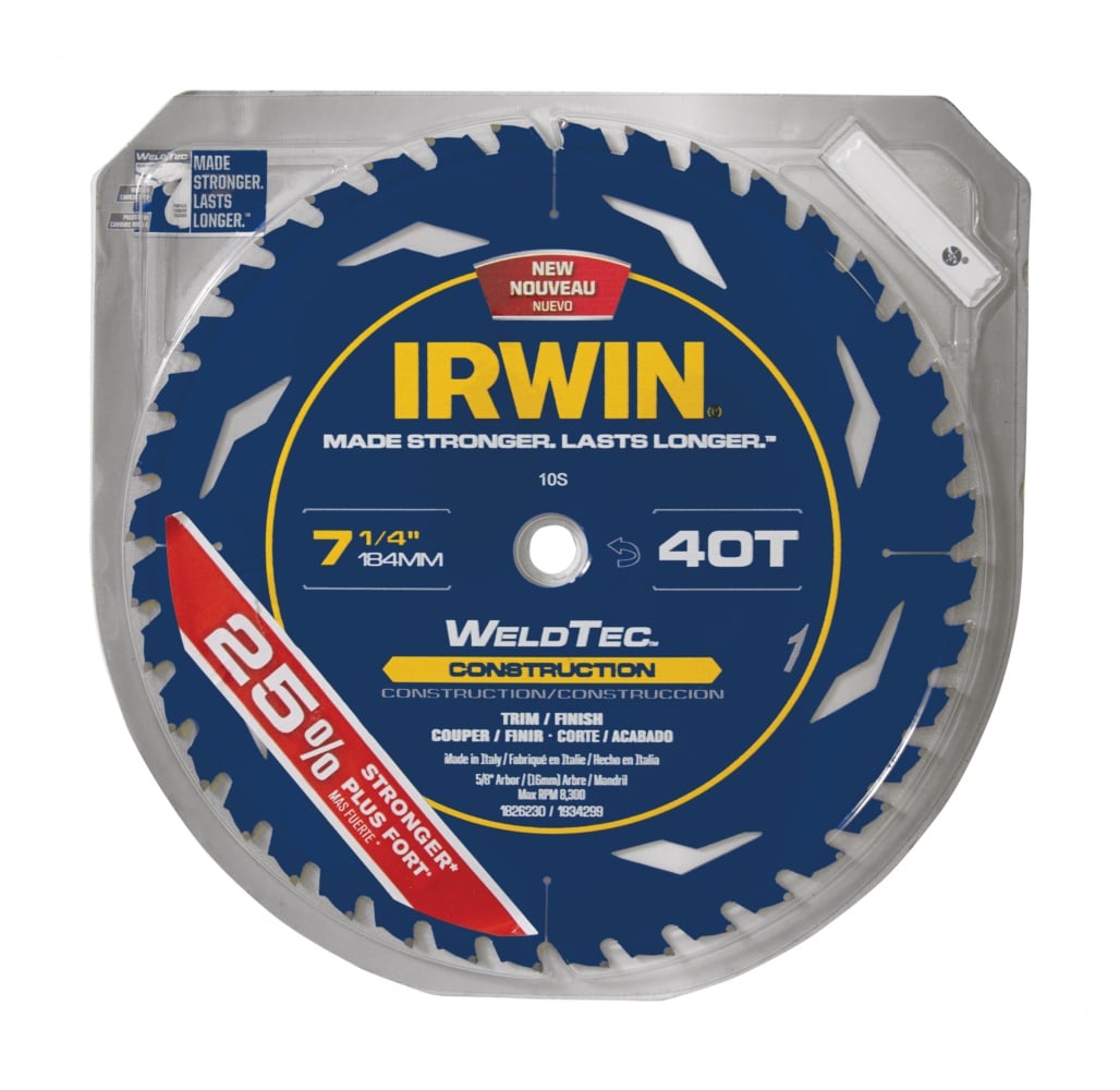 Irwin Steel Circular Saw Blade 7 1/4” 40T General Purpose 