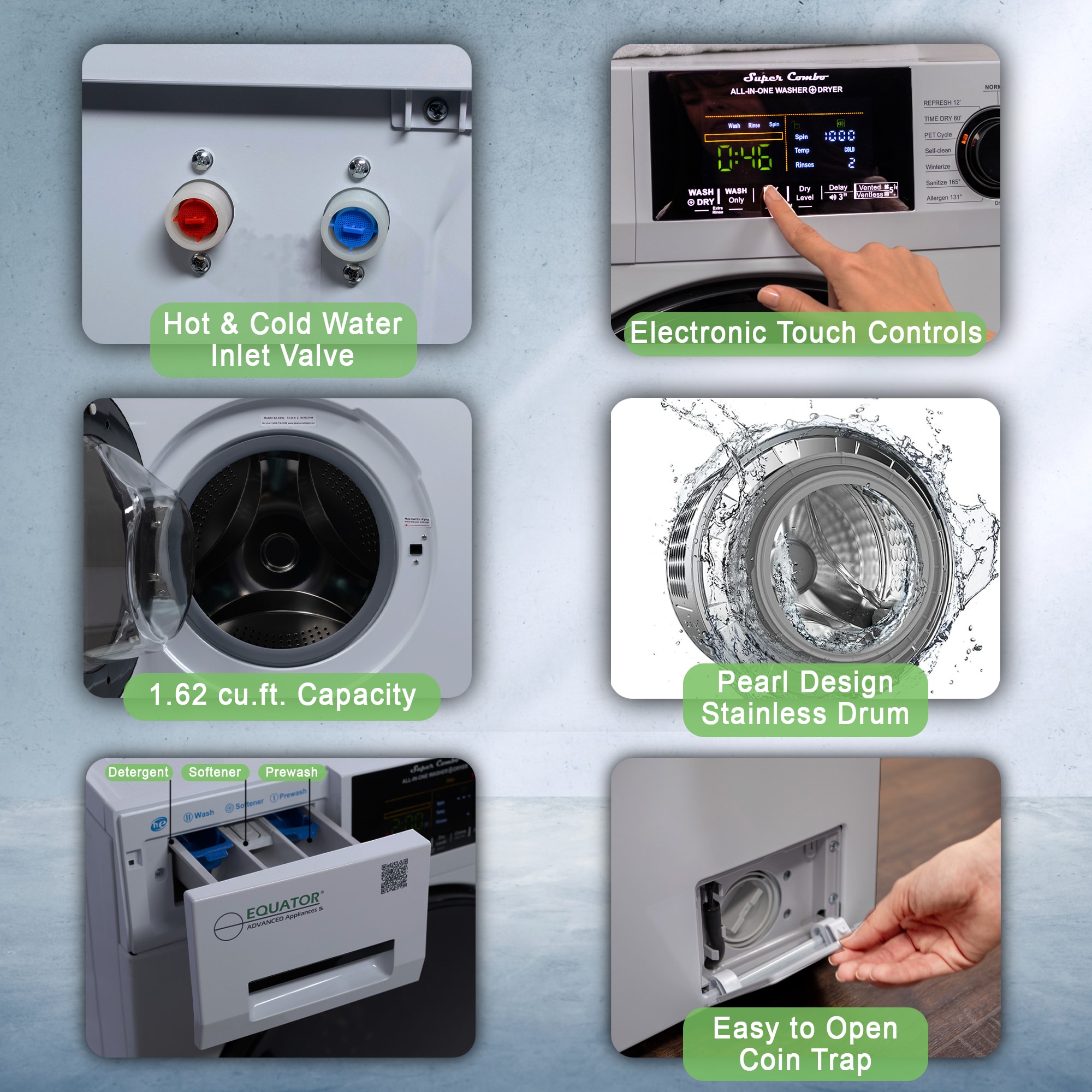 Silver 1.62 cu. ft. Stainless Steel Smart Washer Dryer Combo