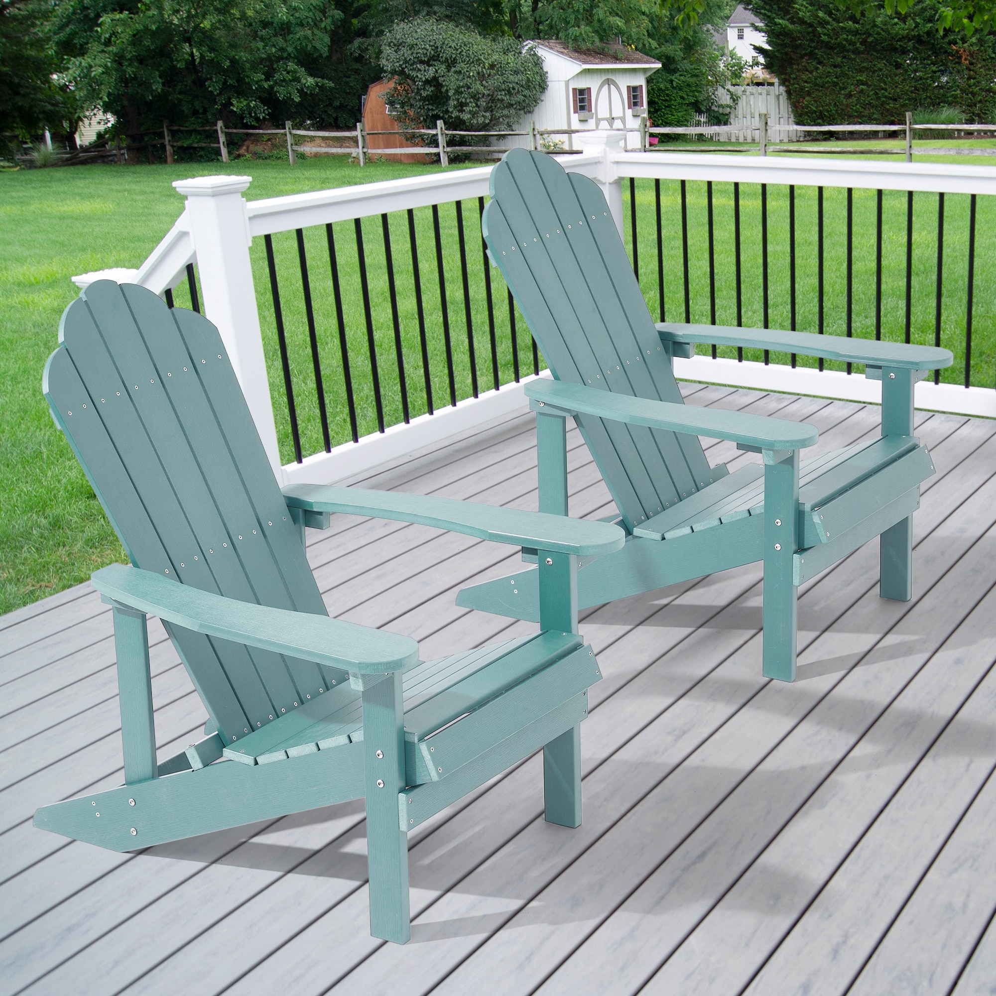ACEGOSES LW-L3-66-LB-2 Adirondack Chair Set of 2 Turquoise Stationary Adirondack Chair with Solid Seat
