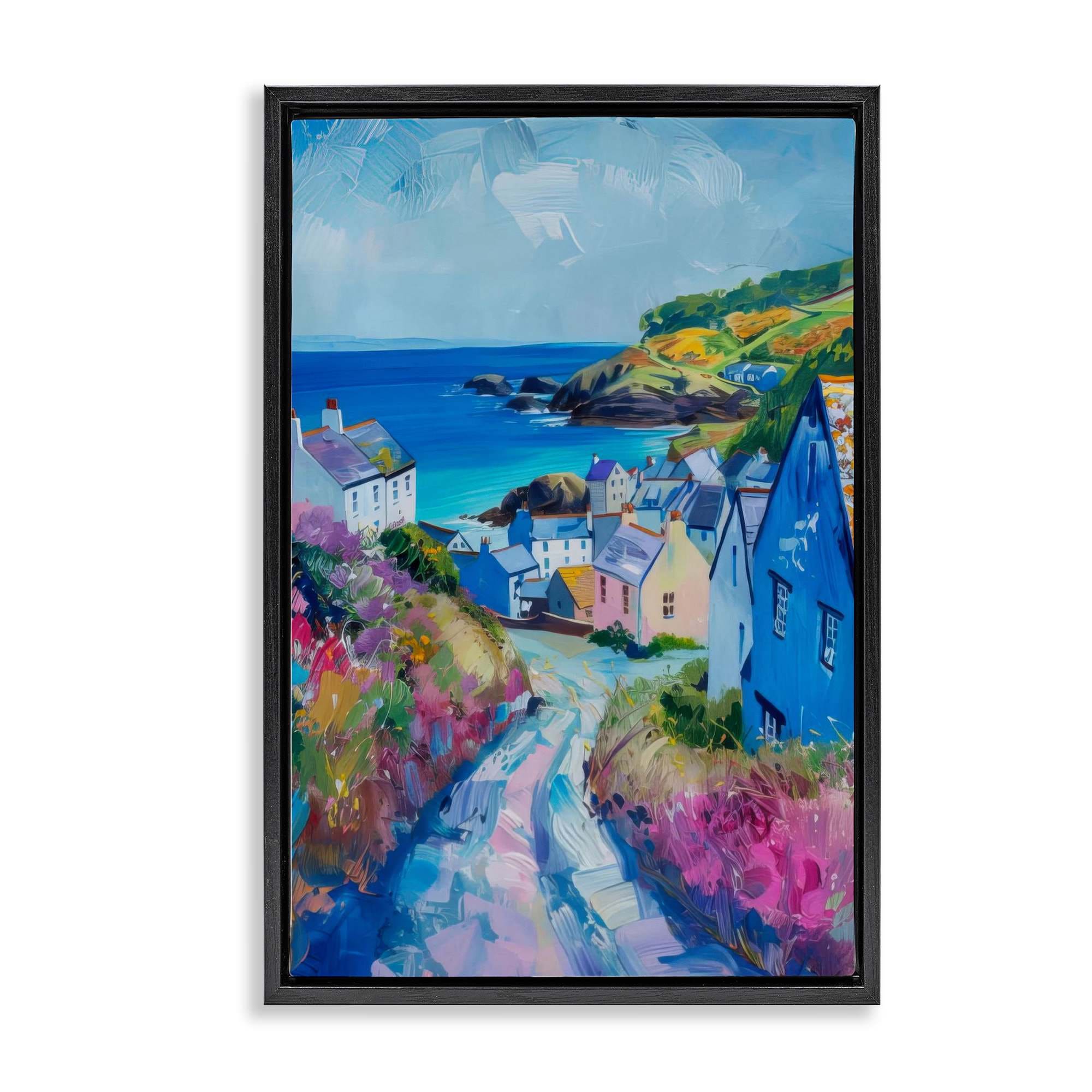 Stupell Industries BT-727-FFB-16X24 Seaside Town Overlook Floating Frame design by LSR Design Studio