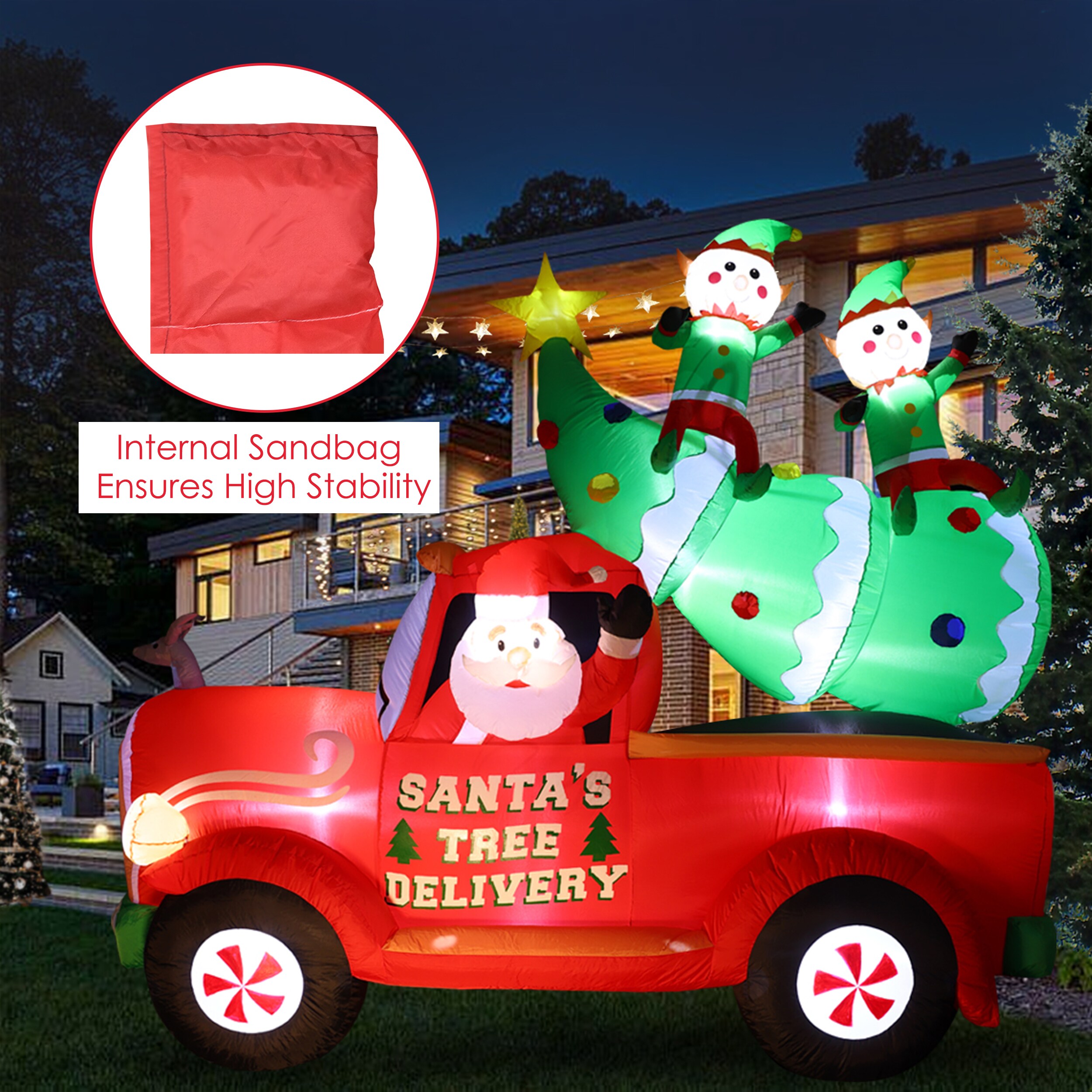 Luxenhome 8 Ft Lighted Santa Christmas Inflatable At