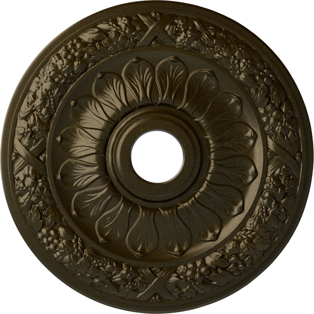 Ekena Millwork CM24SWGGS Swindon 24-in W x 24-in L Green Gold Polyurethane Ceiling Medallion