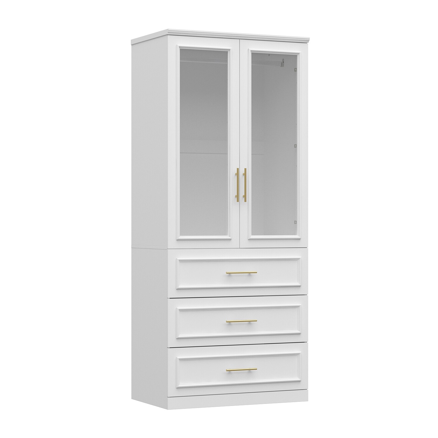 FUFU&GAGA Contemporary 2-Door Wardrobe With 3 Drawers, White Finish ...