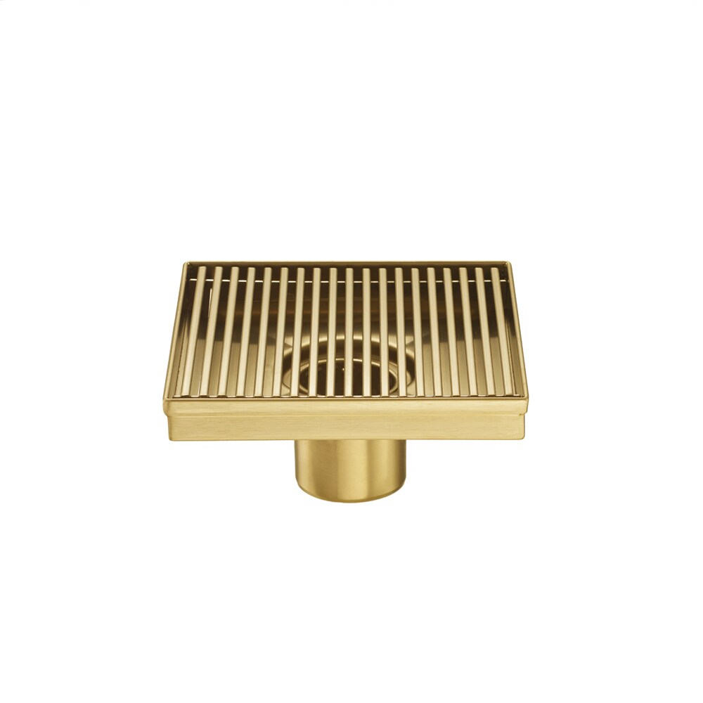 Square Shower Drain 4 inch, Nicmondo Floor Waste Drain Point Center with  Removable Grate Cover, 304 Stainless Steel, 11cm x 11cm, PVD Brushed Gold