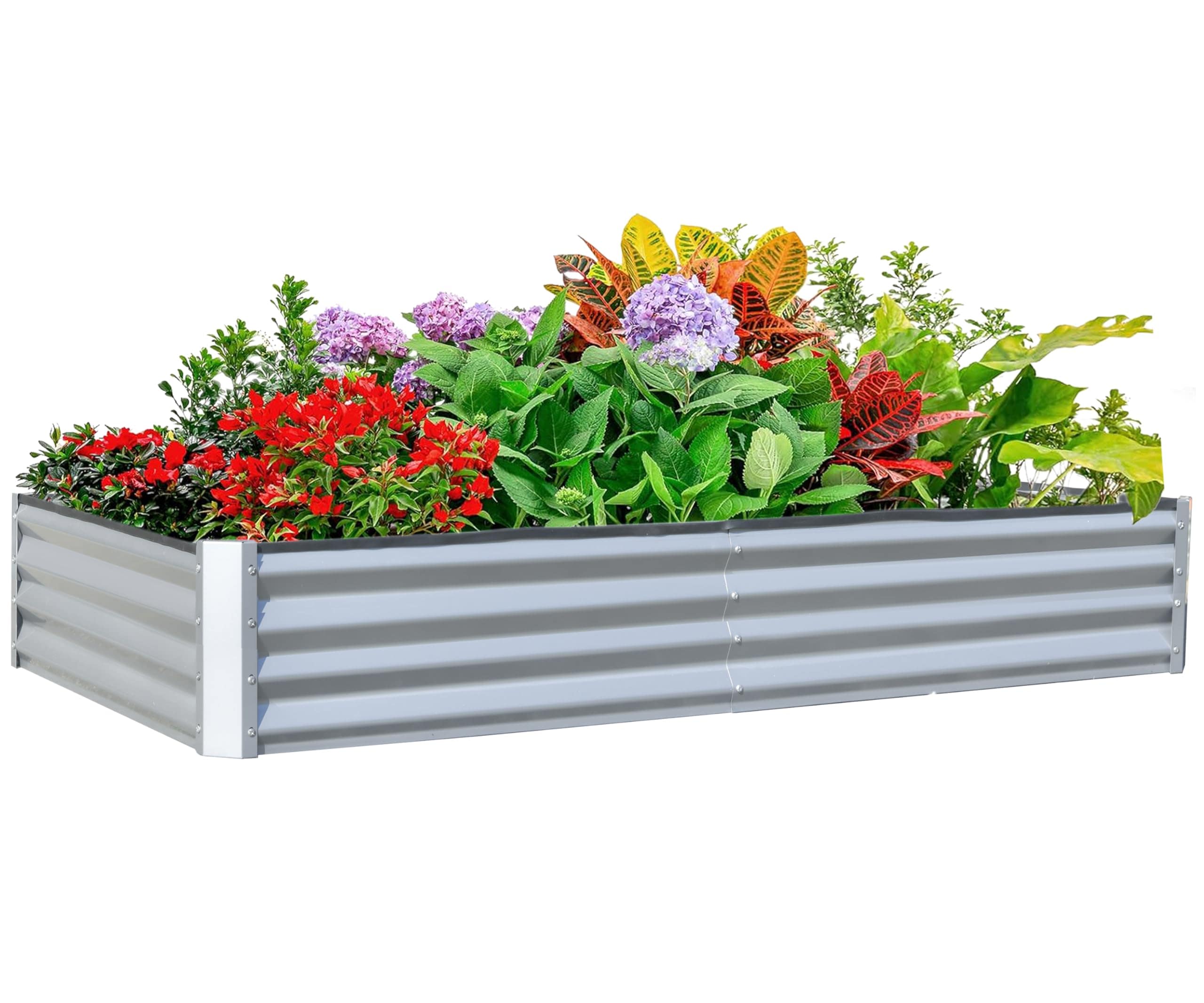 Siavonce XH06826 36-in W x 72-in L x 12-in H Silver Metal Raised Garden Bed