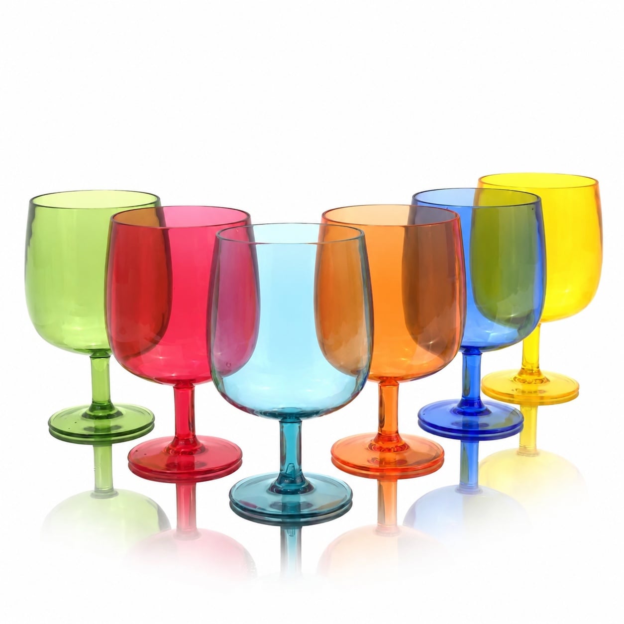 Aoibox  12 oz Multi Color BPA Free Acrylic Shatterproof Reusable Stackable Wine Glass Dishwasher Safe Set of 6