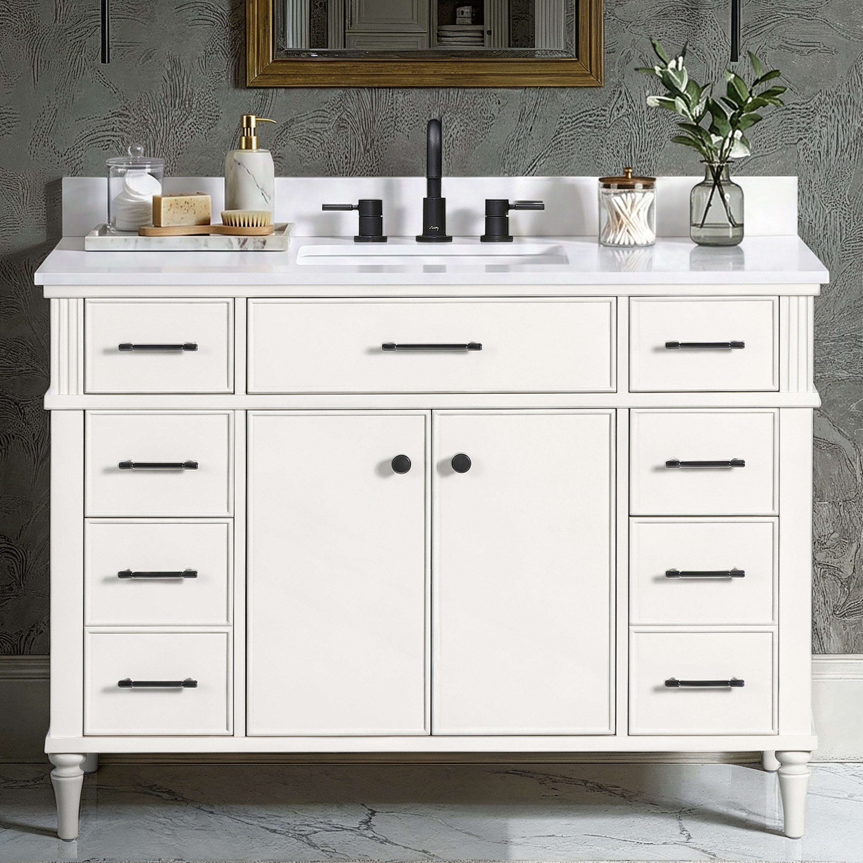 allen + roth Valenfort Undermount Single Sink Bathroom Vanity with White Quartz Top (Fully Assembled)