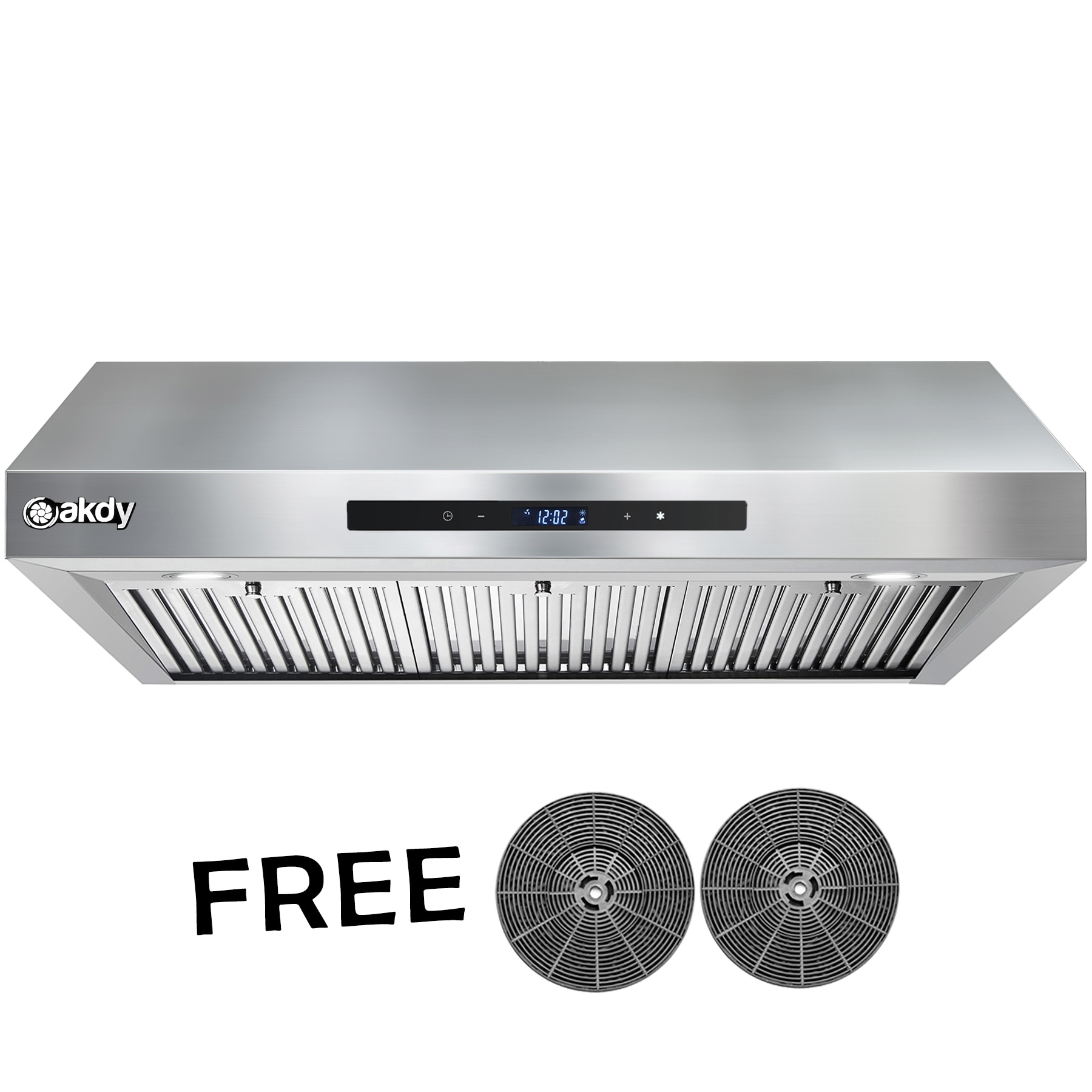 AKDY RH0436 Under Cabinet 36-in 343-CFM Convertible Stainless Steel Under Cabinet Range Hoods Undercabinet Mount with Charcoal Filter