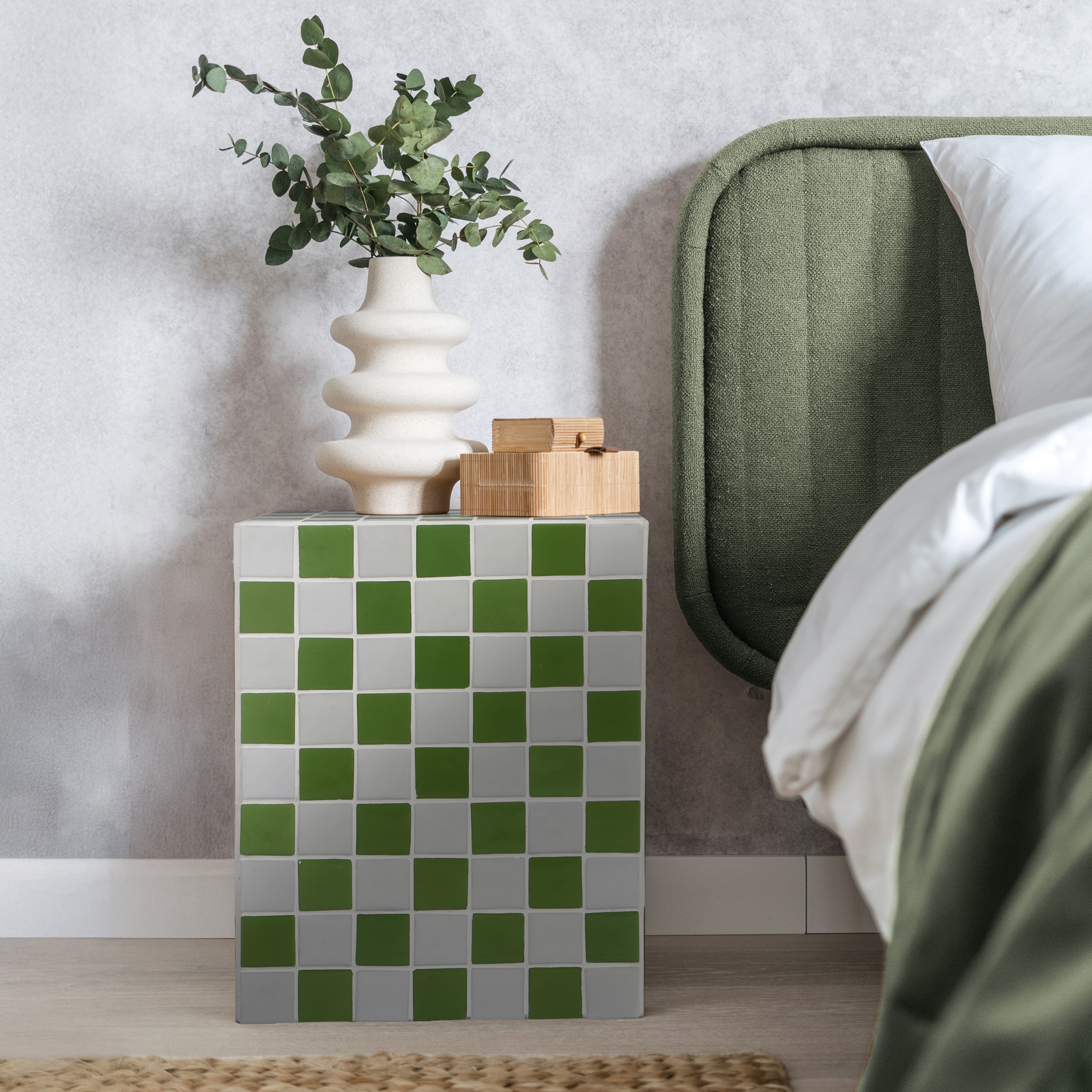 JONATHAN  Y END2000J Callista Bohemian Ceramic Tiled Rectangle 14-in W x 18-in H Green/Light Gray Tile Rectangular Modern End Table