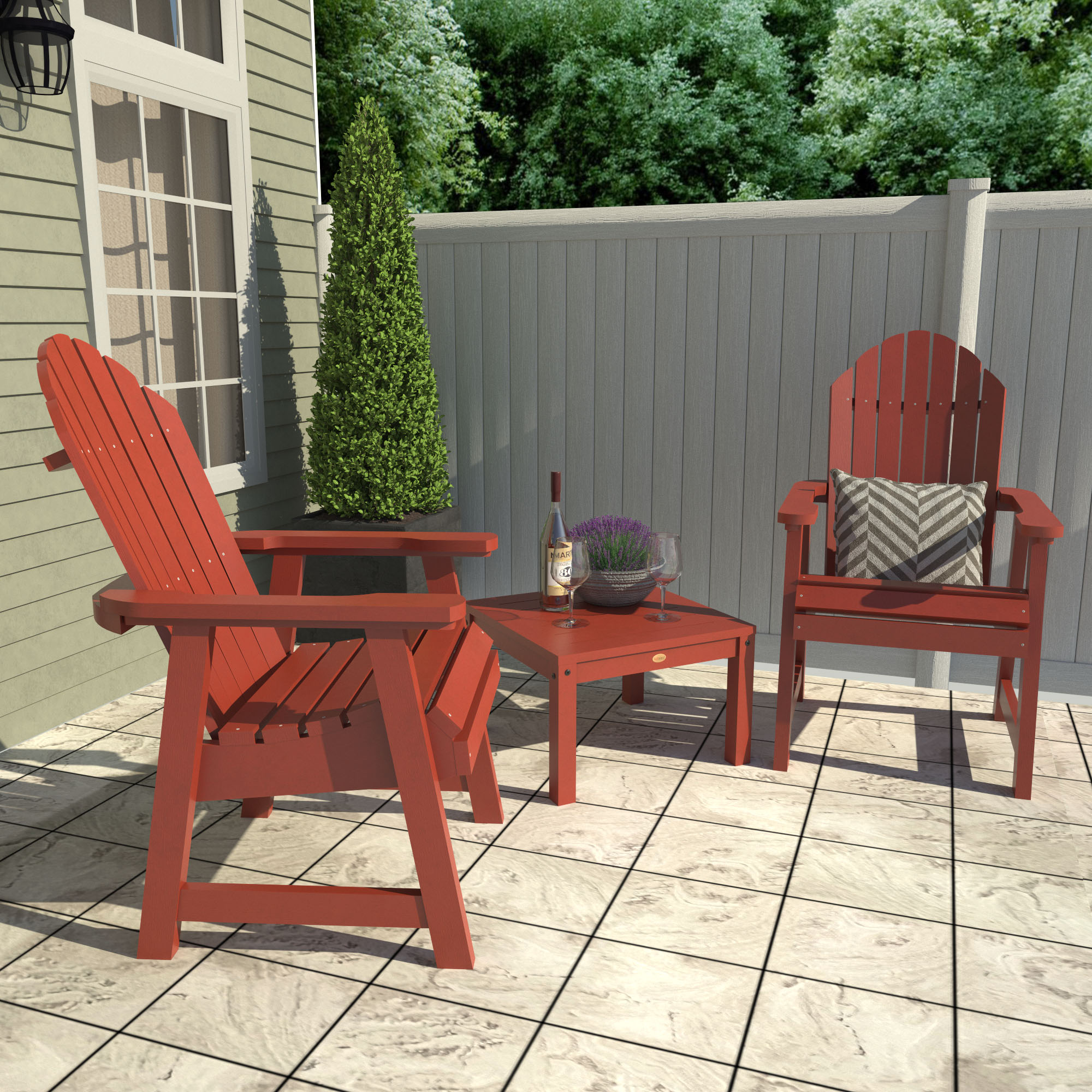 highwood AD-KITCHDA2-RED The Hamilton 3 -Piece Patio Conversation Set