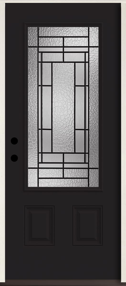 RELIABILT LO963699 Pembrook 36-in x 80-in x 4-5/8-in Fiberglass 3/4 lite Right-hand inswing Peppercorn Paint Painted Prehung Front Door Insulating core