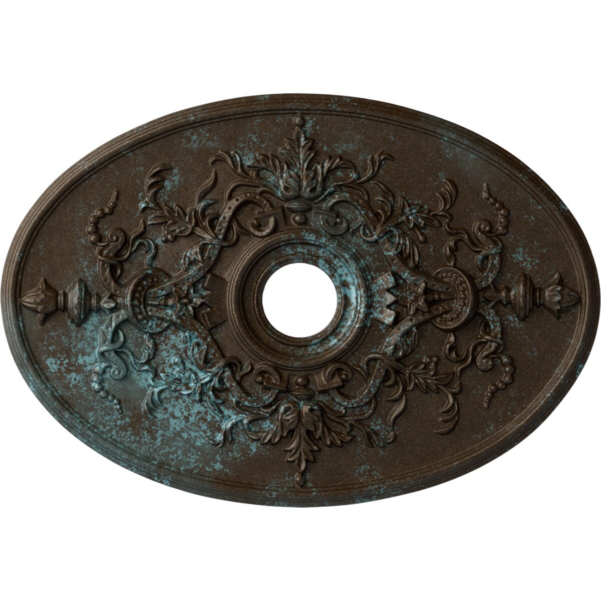 Ekena Millwork CM21X30ALBBS Alexa 21.25-in W x 30.75-in L Painted Bronze Blue Patina Polyurethane Whole Ceiling Medallion