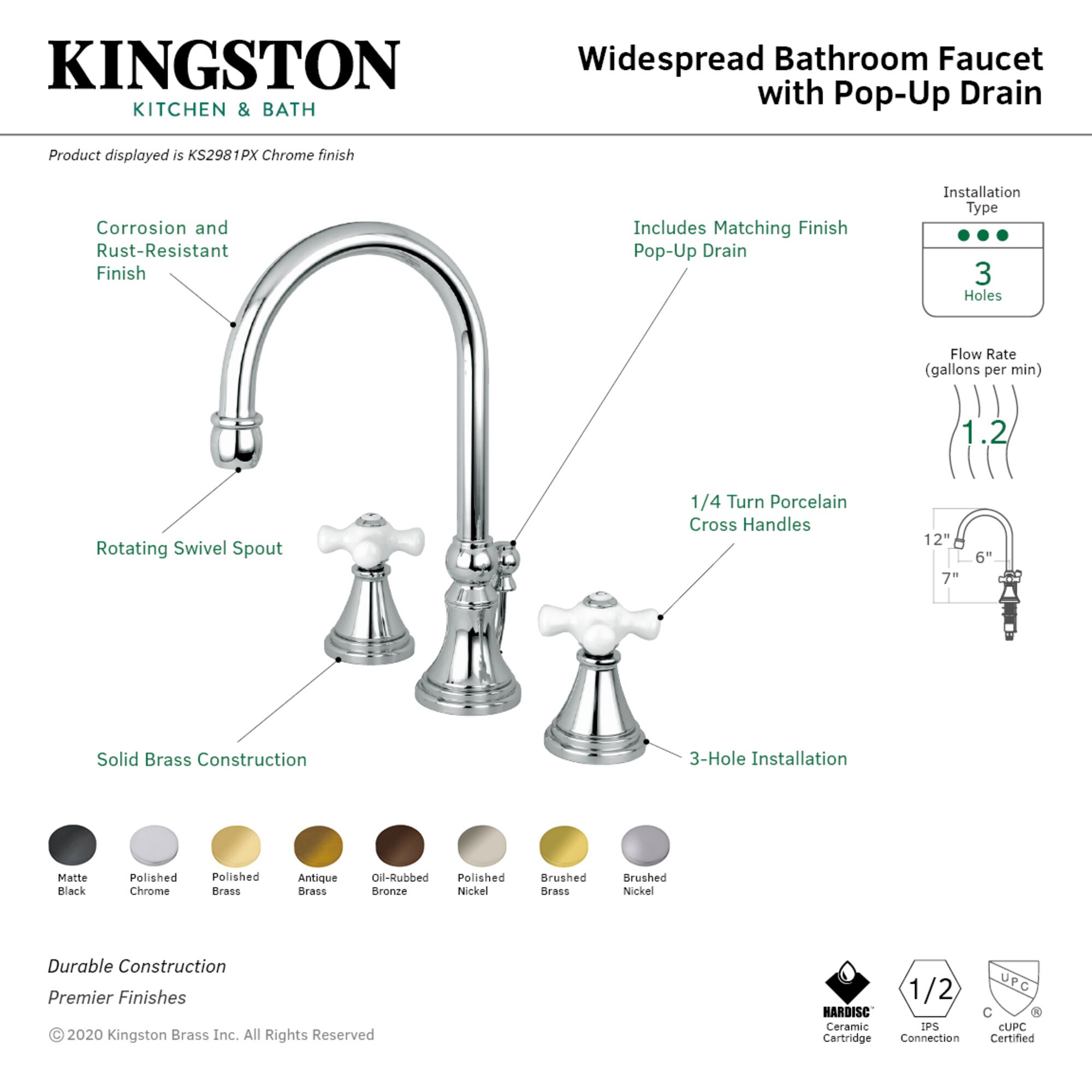 Kingston Brass WLKS2986PX Lavatory-Faucets - View #3
