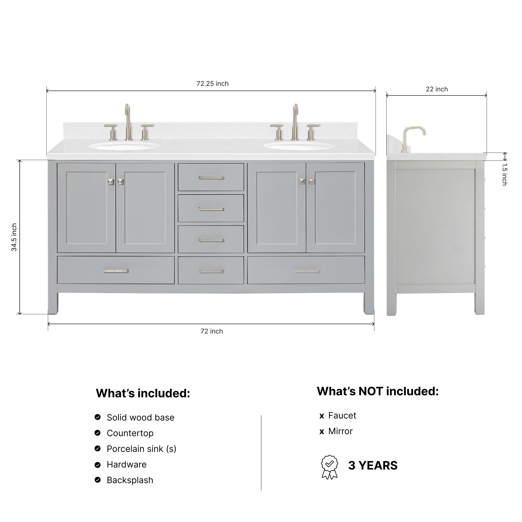 ARIEL A072DCQOVOGRY Bath-Vanity-Combo - View #4