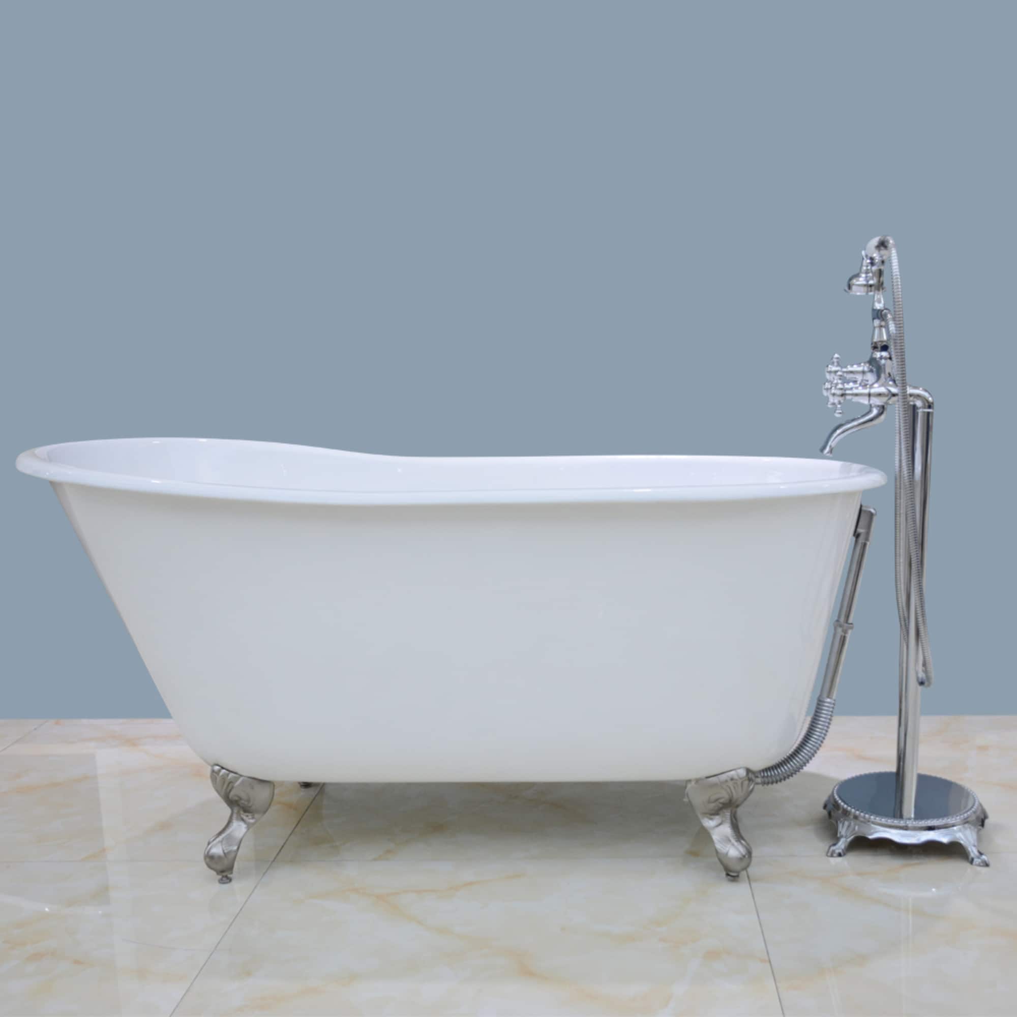 Kingston Brass UVCTND5328NT1 Aqua Eden 27.9-Inches x 53.0-Inches White Cast iron Oval Clawfoot Soaking bathtub ( Reversible Drain )
