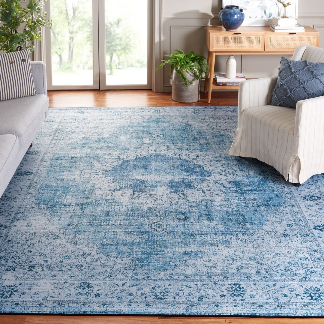 Tucson 190Y Green Grey Machine Washable/Slip Resistant 9ft x 12ft Traditional Rug