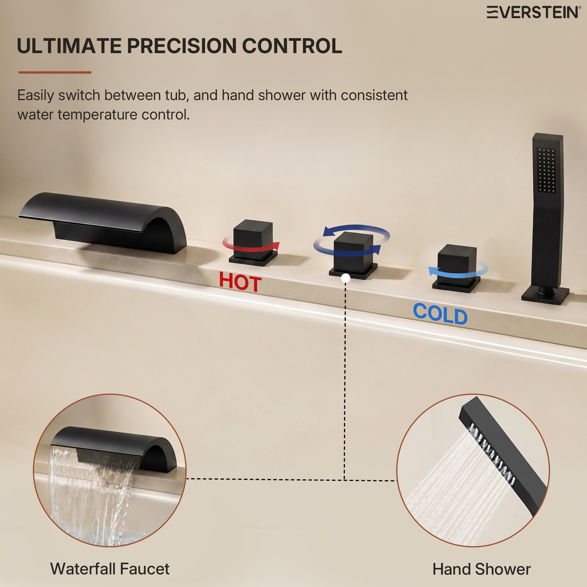 EVERSTEIN SFS-1159-BK Roman-Tub-Faucets - View #4