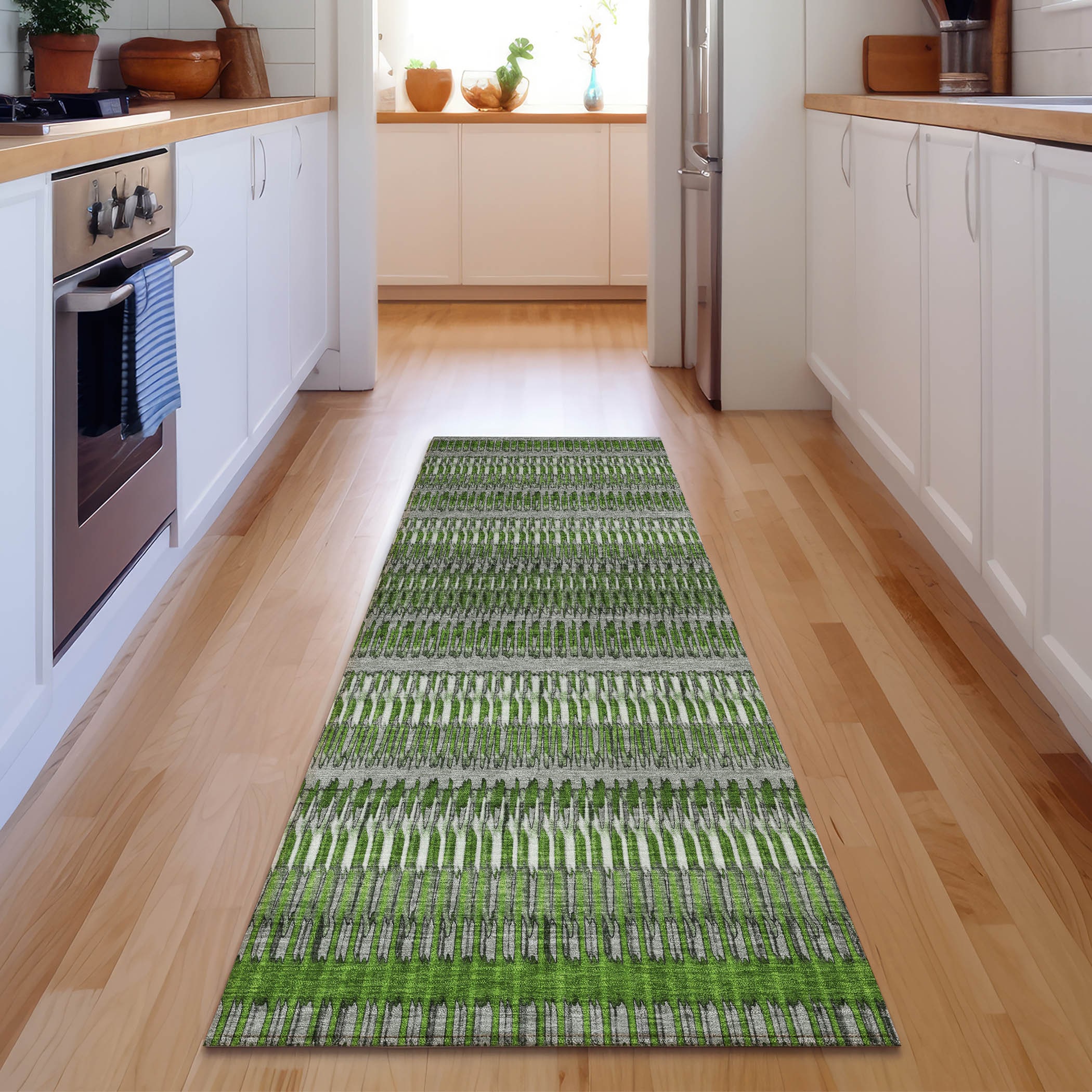 Addison Rugs AMF589GE2X8 Mayfield AMF589GE 2 x 7 (ft) Loomed Polyester Green Rectangular Indoor Geometric Machine washable Area rug
