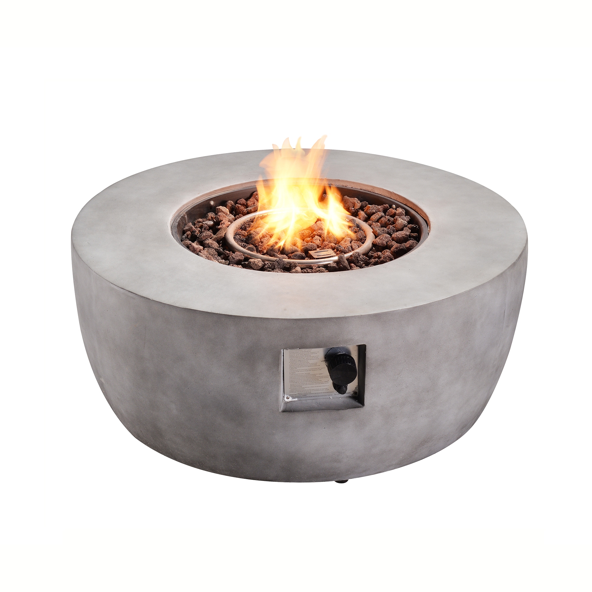 Teamson Home Propane fire pits 36-in W 50000-BTU Light Grey Concrete Propane  Gas Fire Pit in the Gas Fire Pits department at Lowes.com