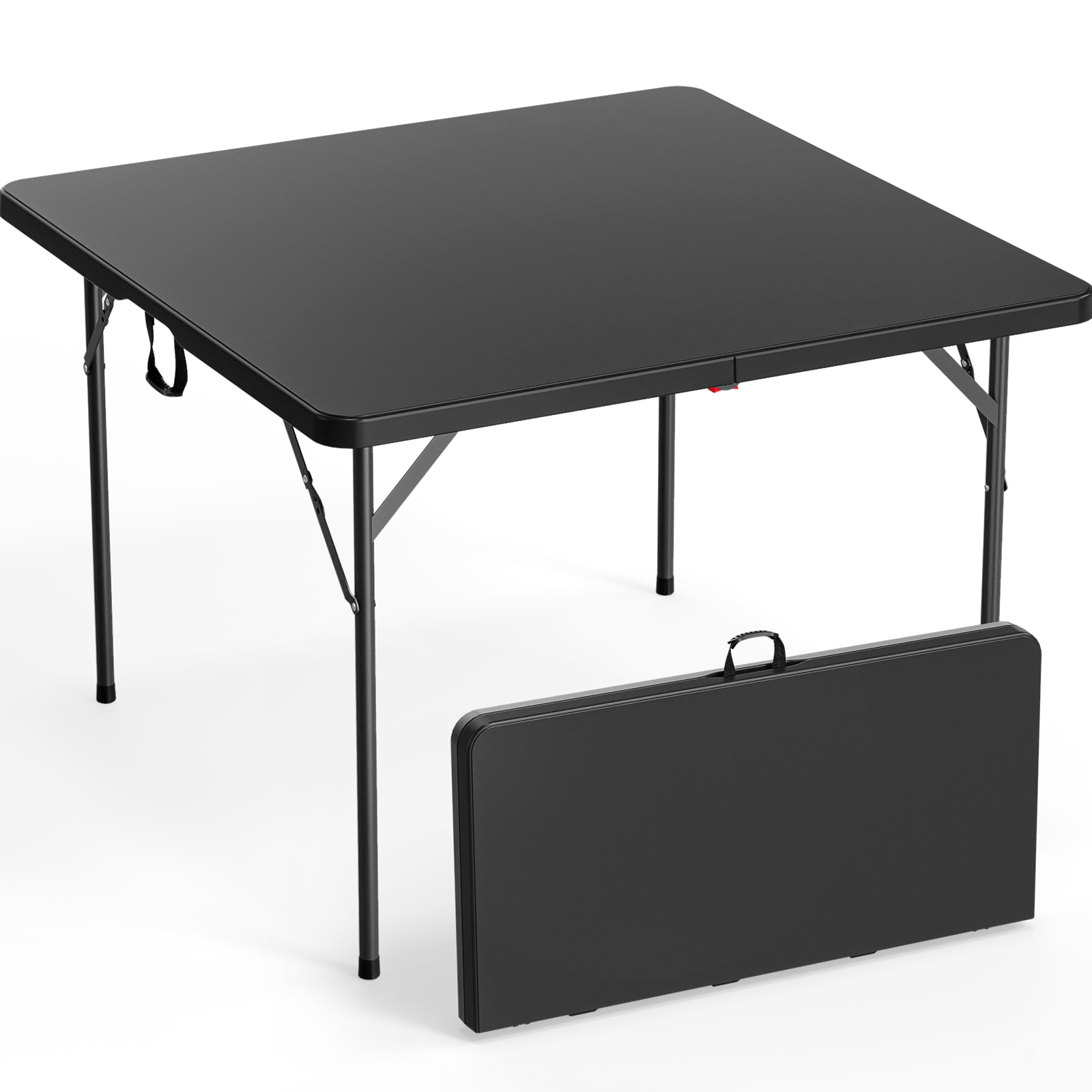 VINGLI - 42W x 29H Fold in Half Square Table/Bi-Folding Commercial Portable Plastic Dining Table ...