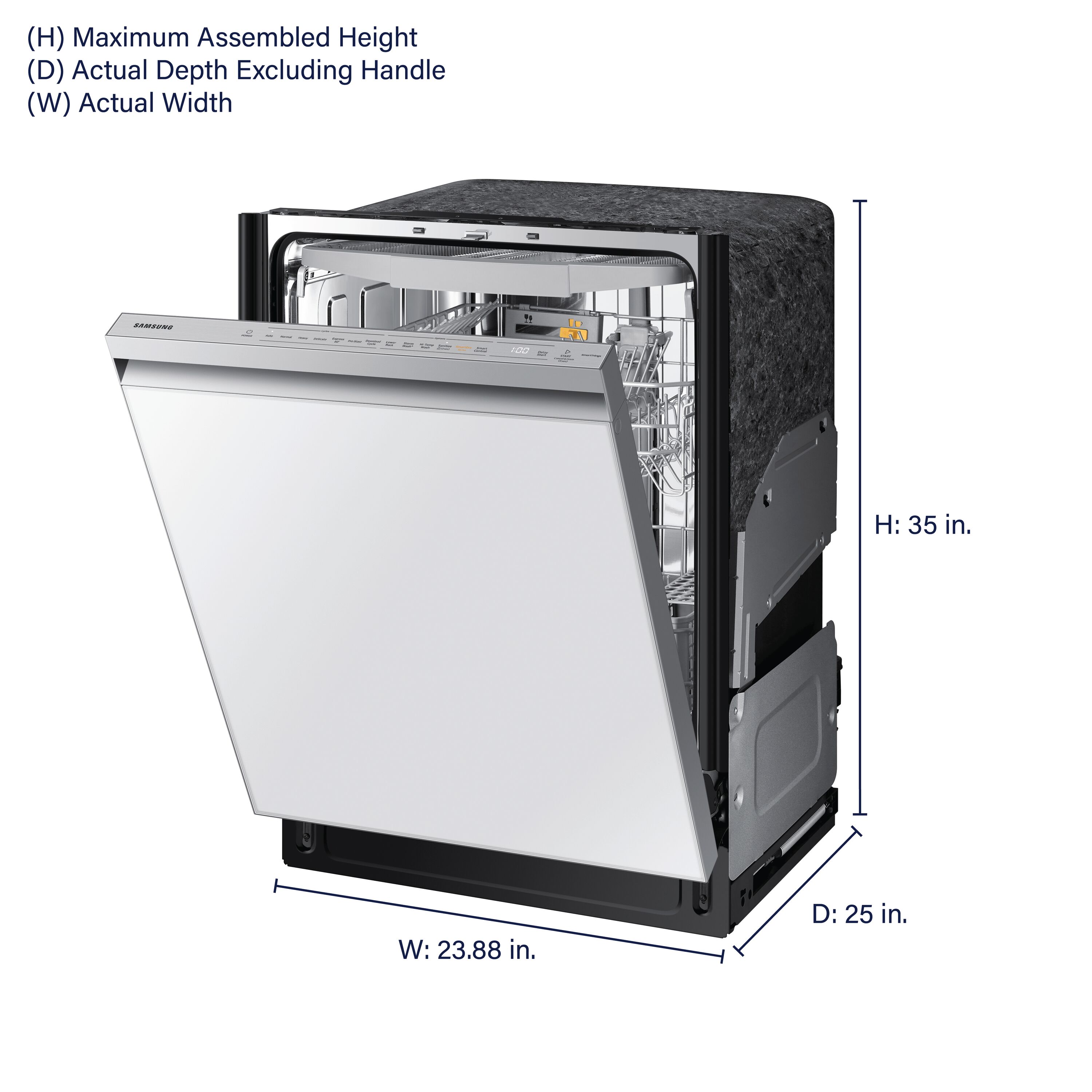 Samsung Bespoke AutoRelease Top Control 24-in Smart Built-In Dishwasher With Third Rack (White Glass) ENERGY STAR, 42-dBA