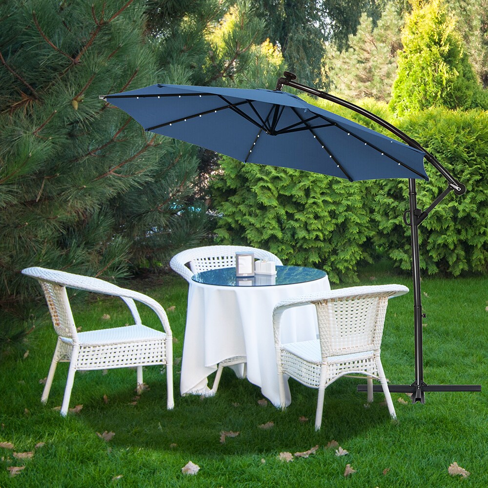 Fun Orange 10-ft Solar Powered Offset Patio Umbrella in the Patio ...