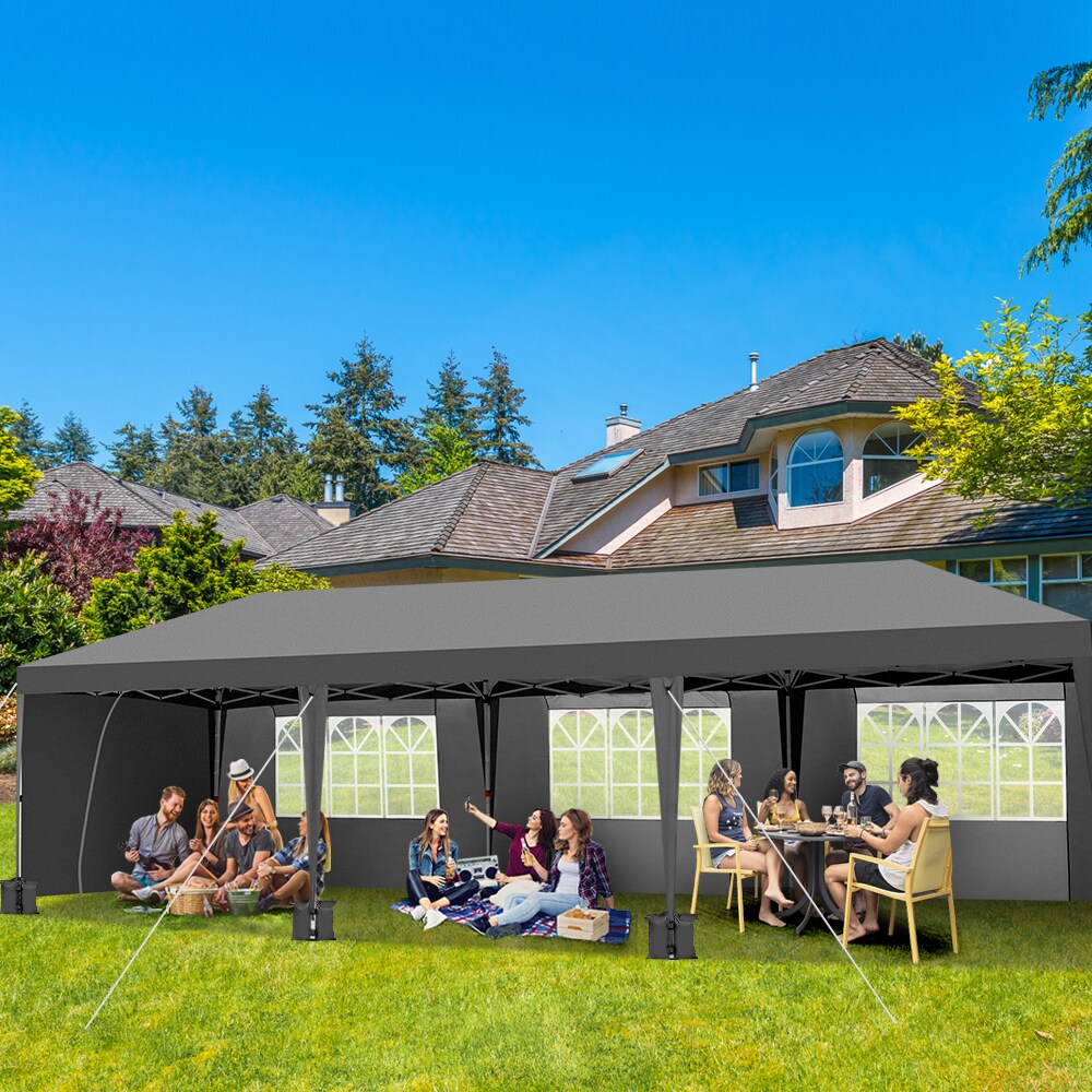 Outopee 30-ft x 10-ft Rectangle Grey Pop-up Canopy