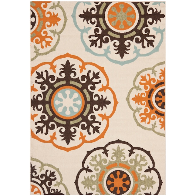 Safavieh Veranda Pinwheel 3 x 5 Cream/Terracotta Indoor/Outdoor Floral/Botanical Bohemian/Eclectic Throw Rug Safavieh Veranda Pinwheel 3 x 5 Cream/Terracotta Indoor/Outdoor Floral/Botanical Bohemian/Eclectic Throw Rug
