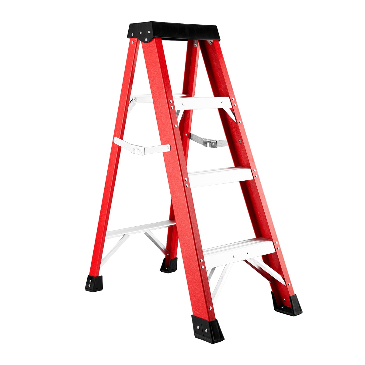 Loheer 330-lb Capacity Single-Sided Heavy Duty Fiberglass Step Ladder for Electrical Engineering and Commercial Construction