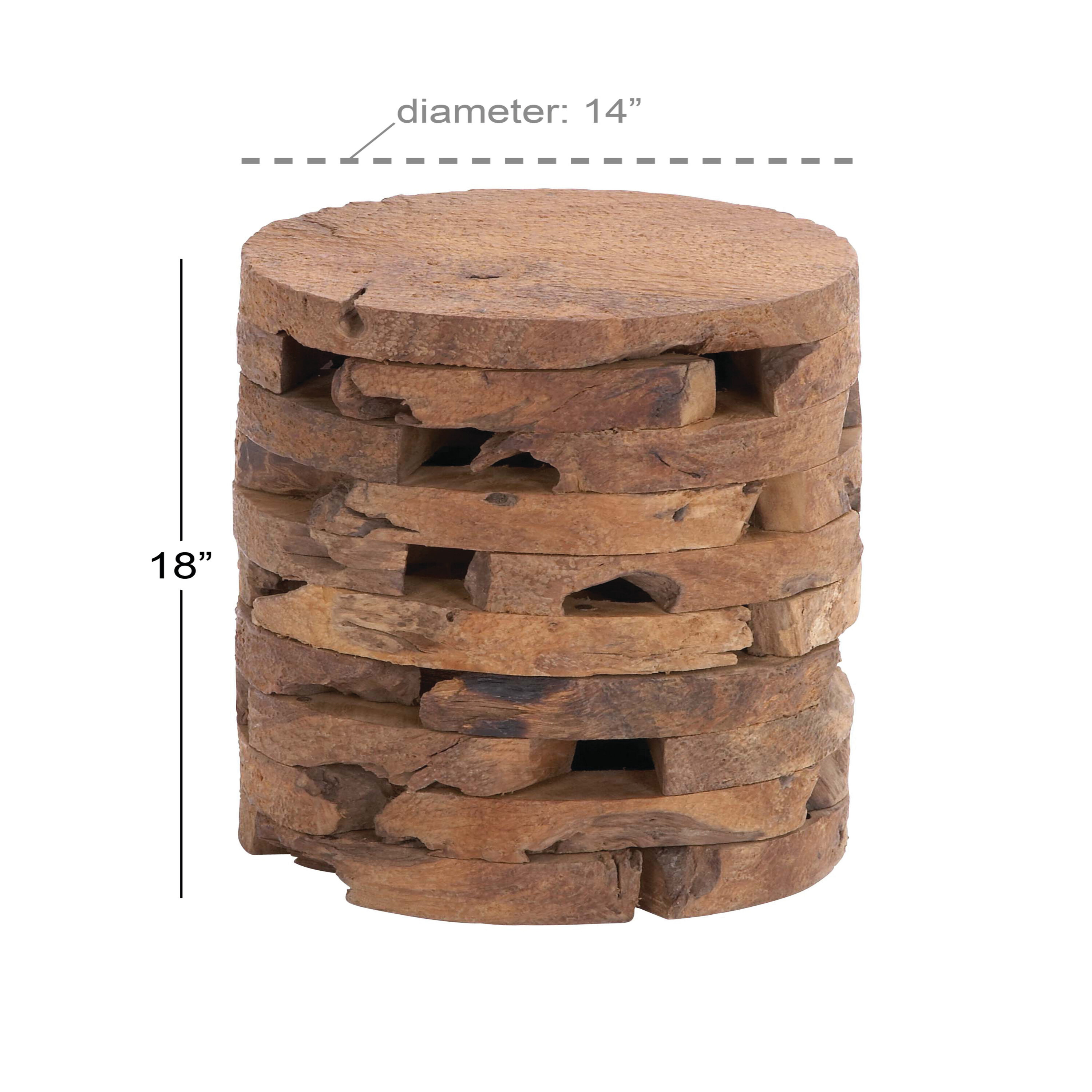 Handcrafted Teak Wood Live Edge Accent Table - 14" x 18" Brown