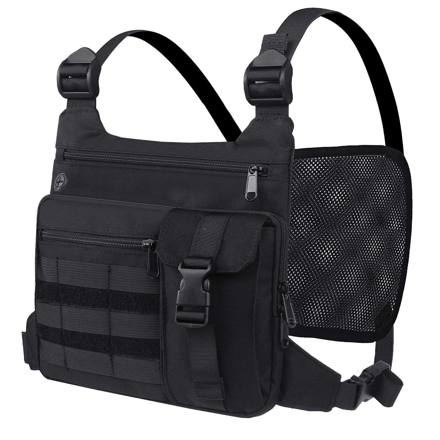 KINGSLONG - Running Chest Pack with 4 Adjustable Straps Water-Resistant Anti-Scratch EDC Travel B...