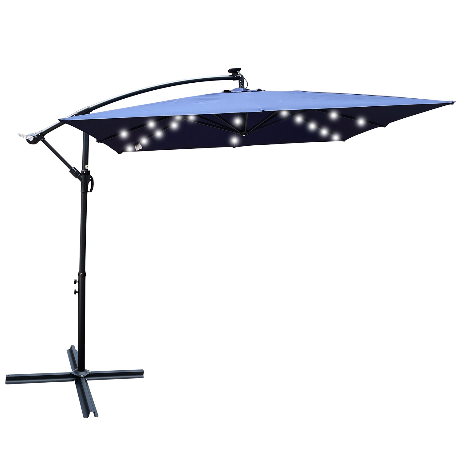 SINOFURN SYA810001NY 8.2-ft Steel Cantilever Patio Umbrella with Lights