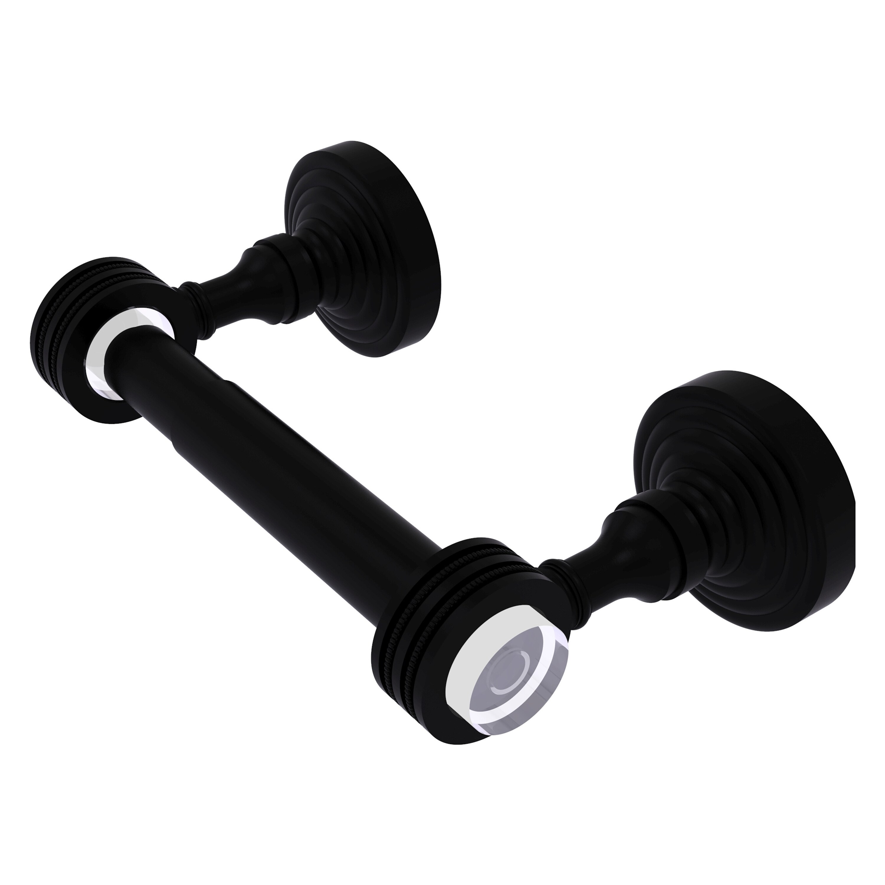 Matte Black Brass and Acrylic Wall Mounted Toilet Paper Holder