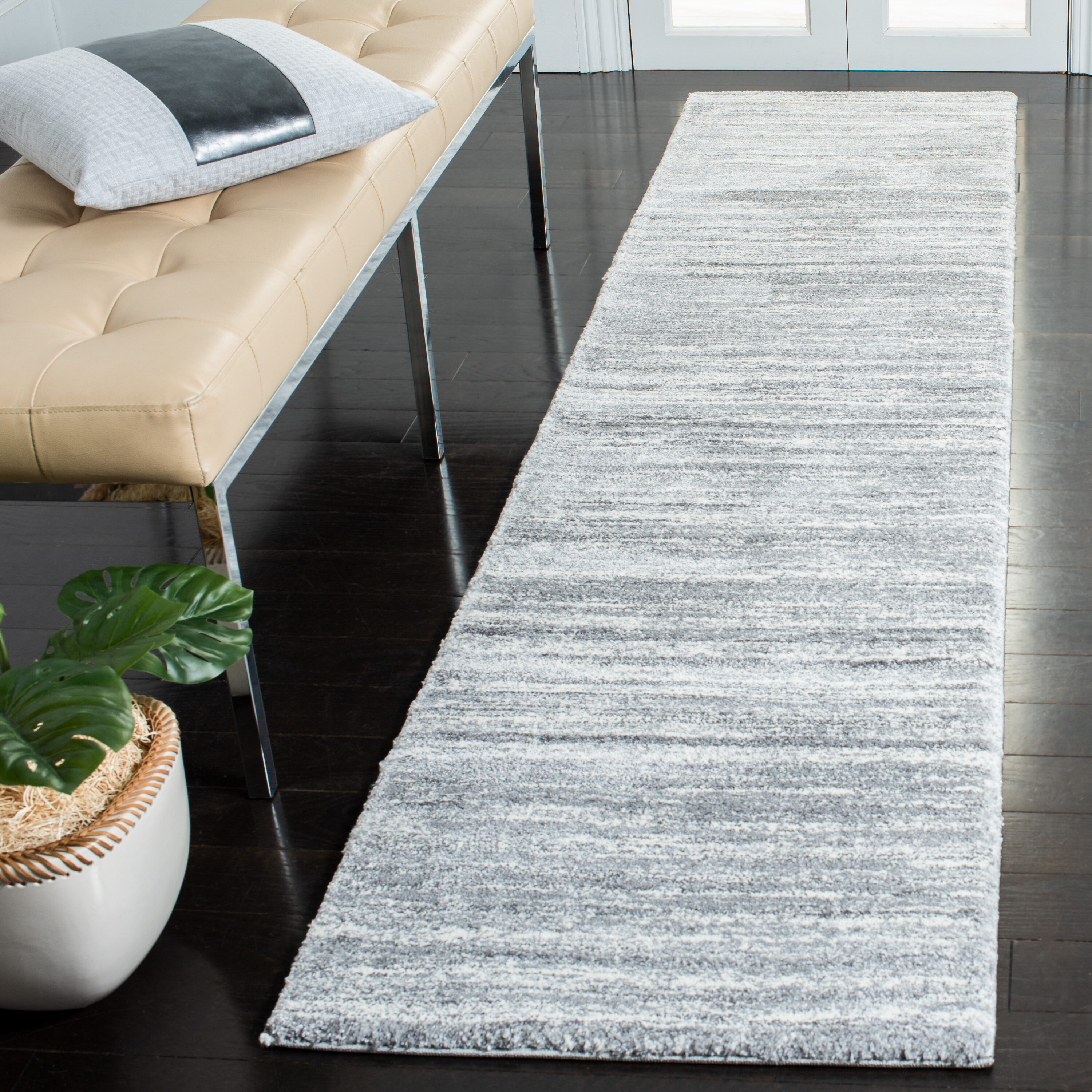 Cyrus Shag 128F Grey/Ivory 2 x 9 Rectangular Runner rug